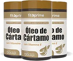Kit 3x Óleo de Cartamo 1000mg + Vitamina E Fitoprime 120 Cápsulas