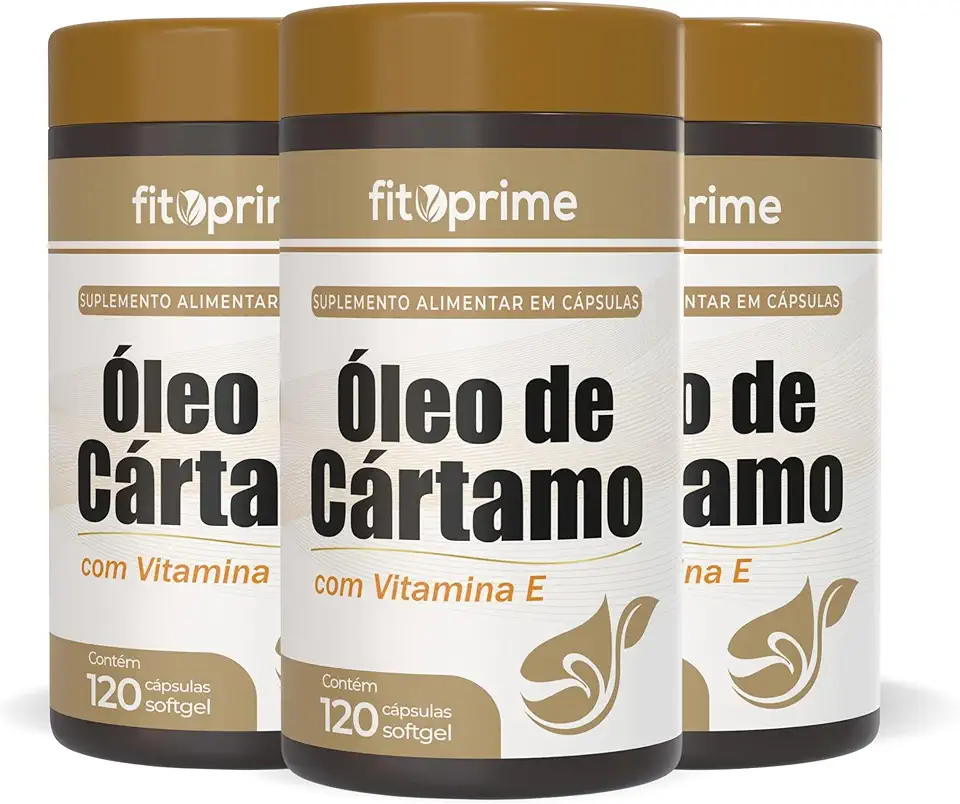 Kit 3x Óleo de Cartamo 1000mg + Vitamina E Fitoprime 120 Cápsulas