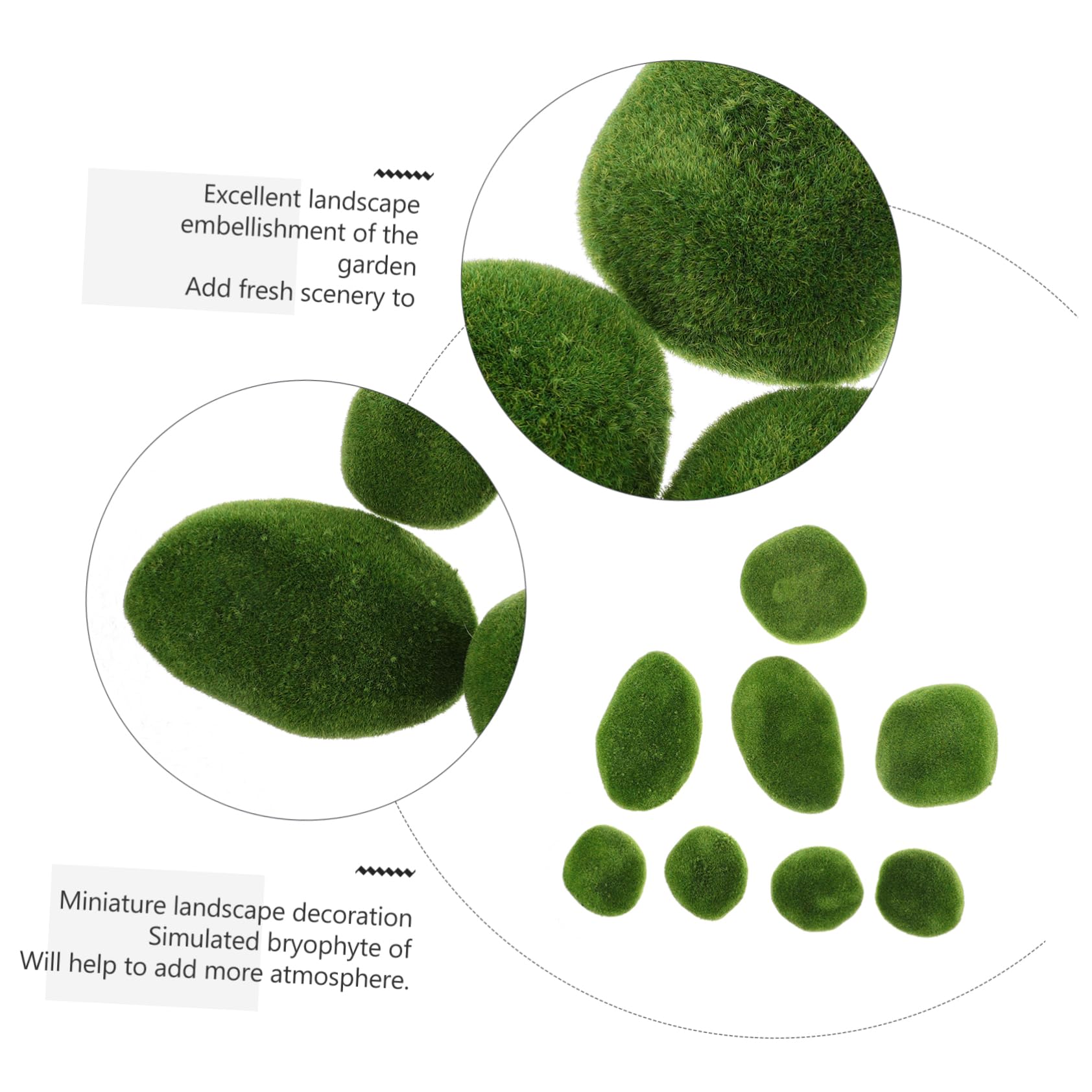 ULDIGI Fake Moss Stone 13pcs Micro Fake Stone Ornament for DIY Decoration for Home Garden