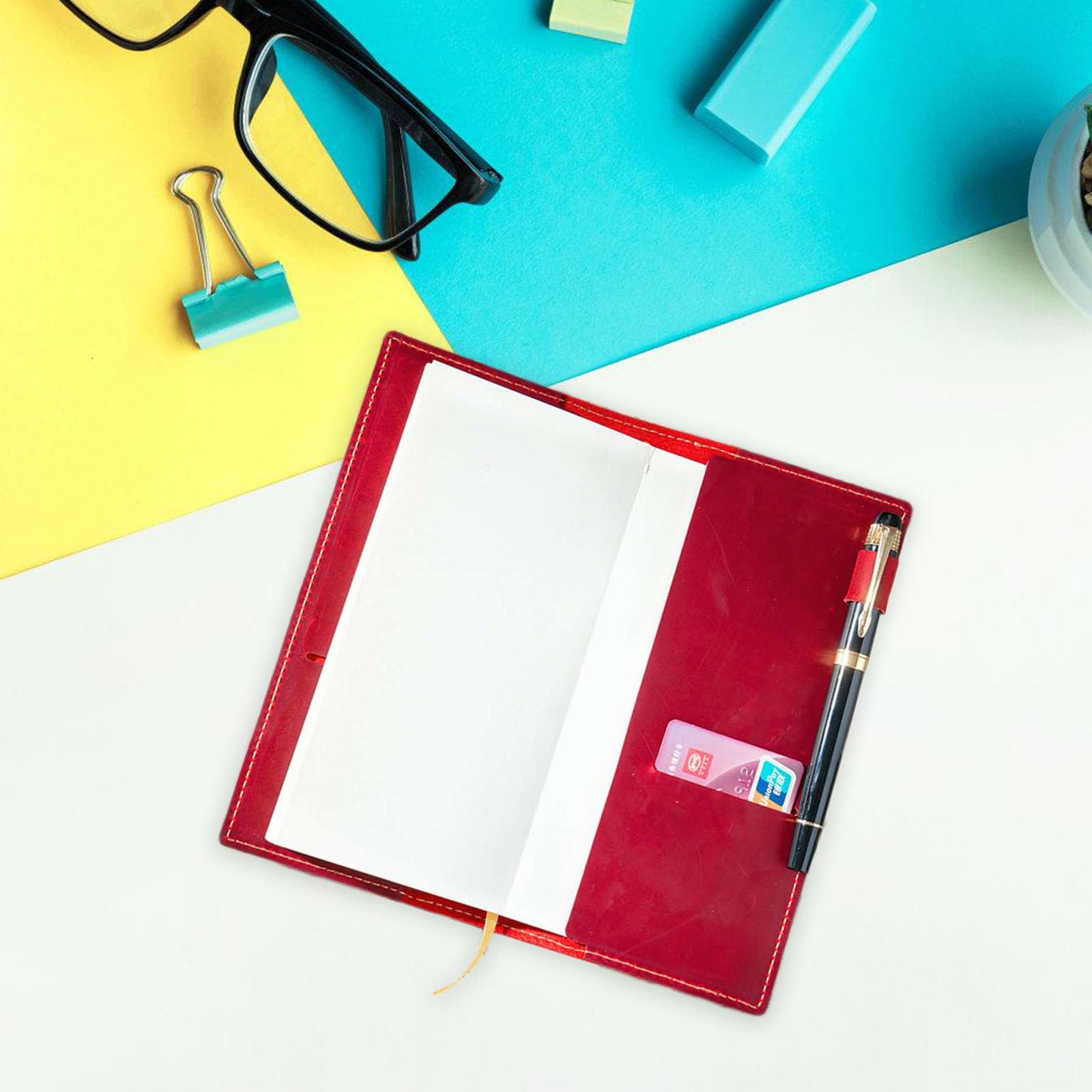 Cuaderno de cuero, blocs de notas diarios, diario, cuadernos de papelería recargables, negocios para escribir, diario, blocs de notas, papelería de cuero con soporte para bolígrafo