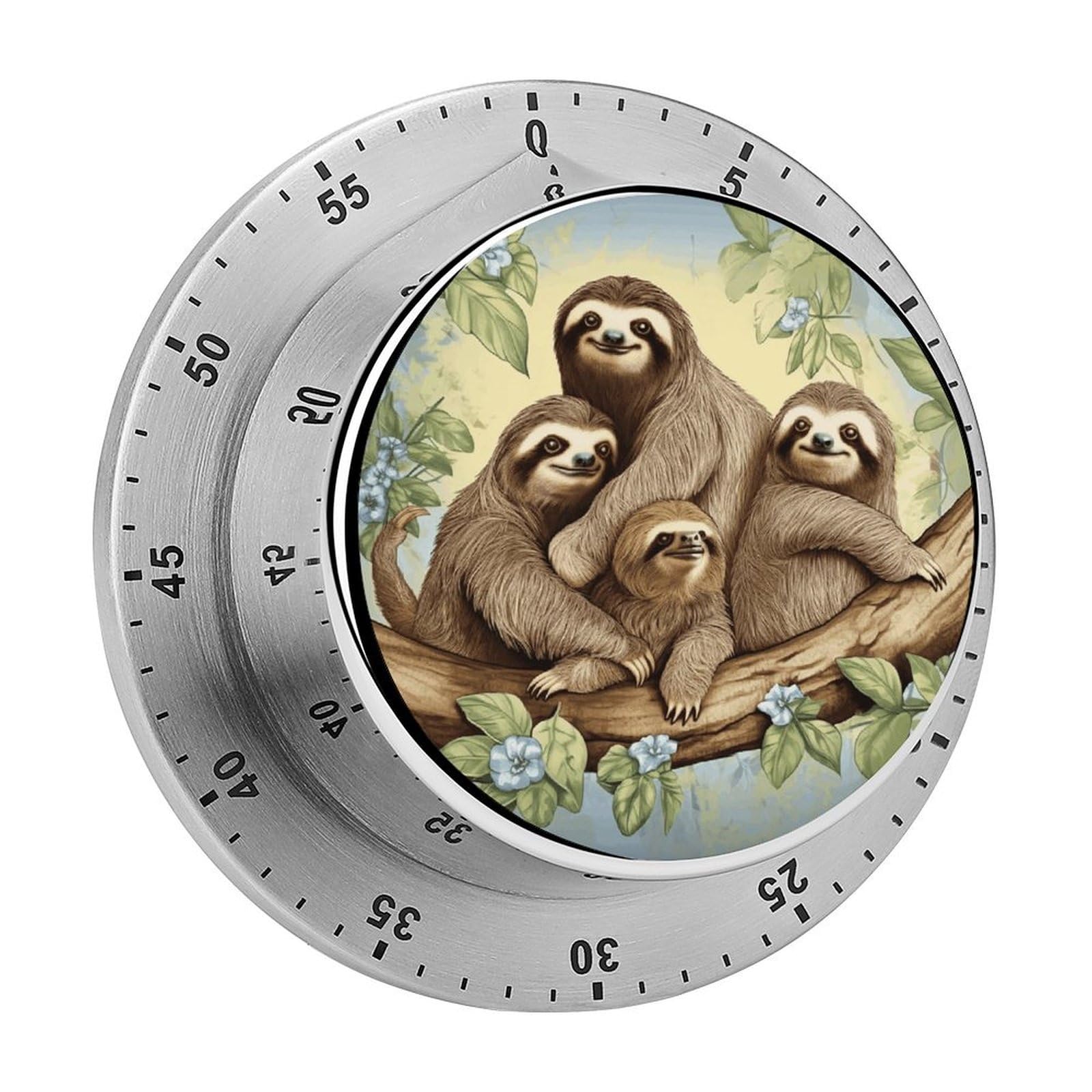 Sloth Family Kitchen Timer Chef Cooking Timers Clock with Loud Alarm Exquisite Stainless Steel Mechanical