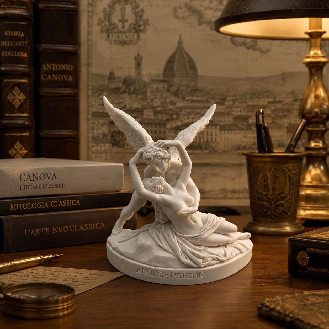 Busto Statua Design: Amore e Psiche (bianca) - Riproduzione busto, scultura in marmo e resina - circa 13 cm, 350 gr. - Prodotto Made in Italy - Idea Regalo Casa