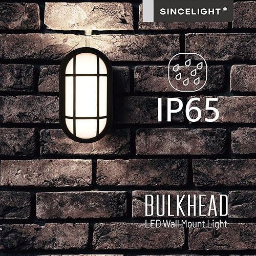 Miniatura 6 de SINCELIGHT Lámpara LED ovalada para montaje en pared y techo, difusor de ópalo, impermeable IP65 para uso en interiores o exteriores, 15 W, blanco