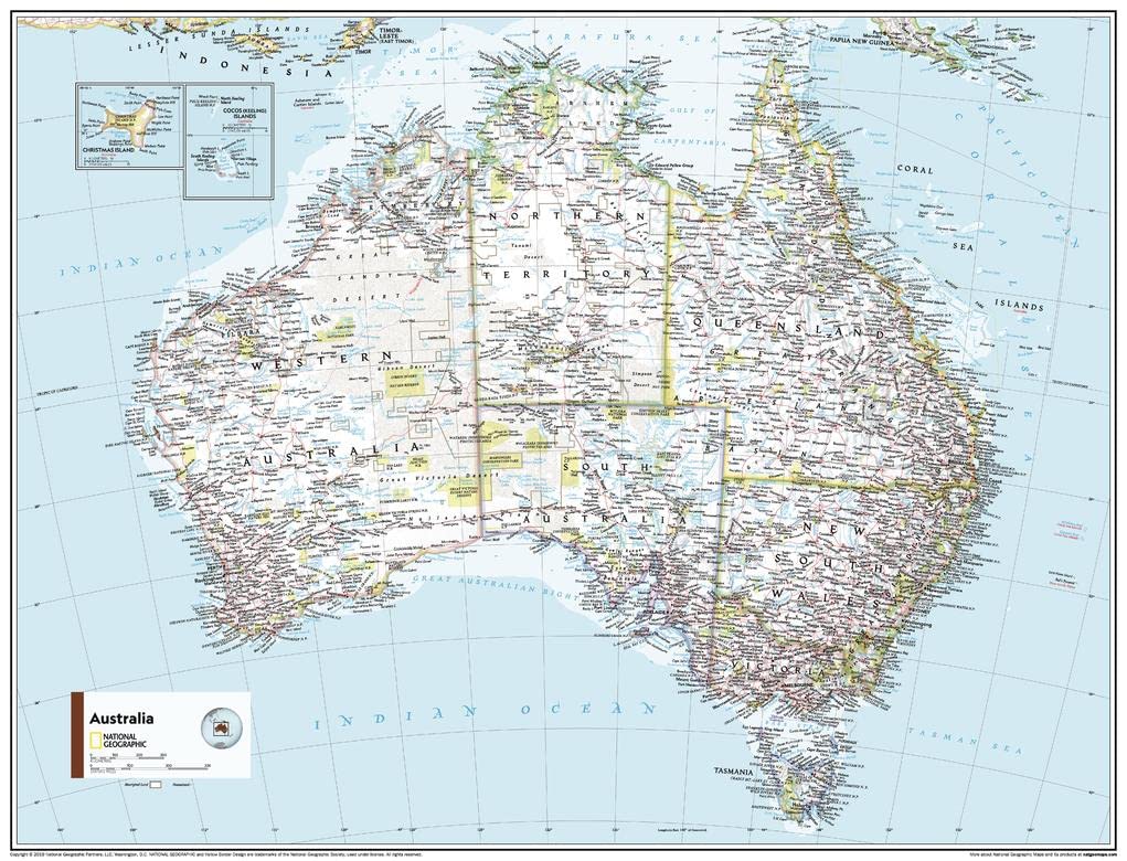 National Geographic Maps: Australia Political Wall Map - Compact - 54 x ...