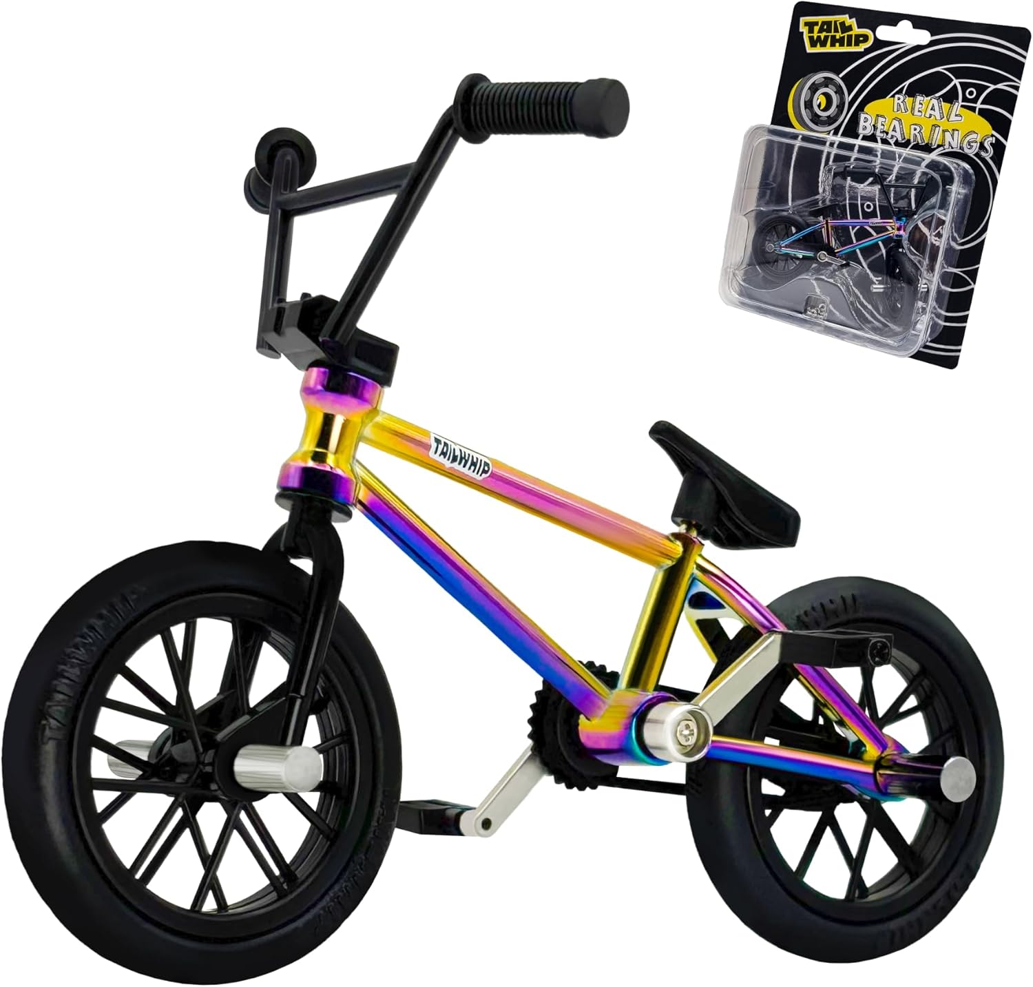 TAILWHIP Finger BMX, Mini Bike Toy with Real Metal Bearings (6X), Alloy Finger Bike for Cool Tricks, Perfect for Skate Parks & Compatible with Finger Skateboards (Multicolor)