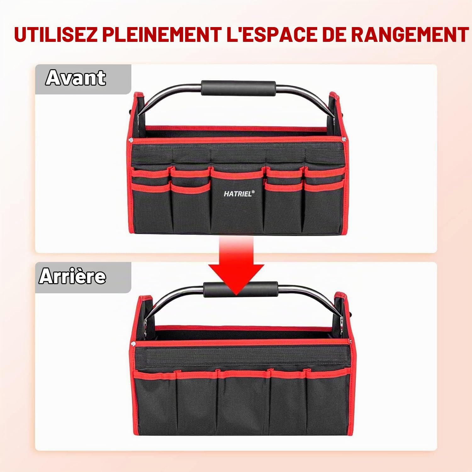 Sac à Outils Professionnel, Sacoche Outils Grand, Caisse à Outil Vide Étanche, Sac à Outils avec Bandoulière Réglable et Poignée de Transport, pour Usage Domestique, Électriciens