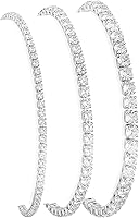 925 Sterling Silver Stackable Tennis Bracelets for Women - 14K Gold Plated 3-Piece Adjustable Cuff Bangle Set with CZ Stones