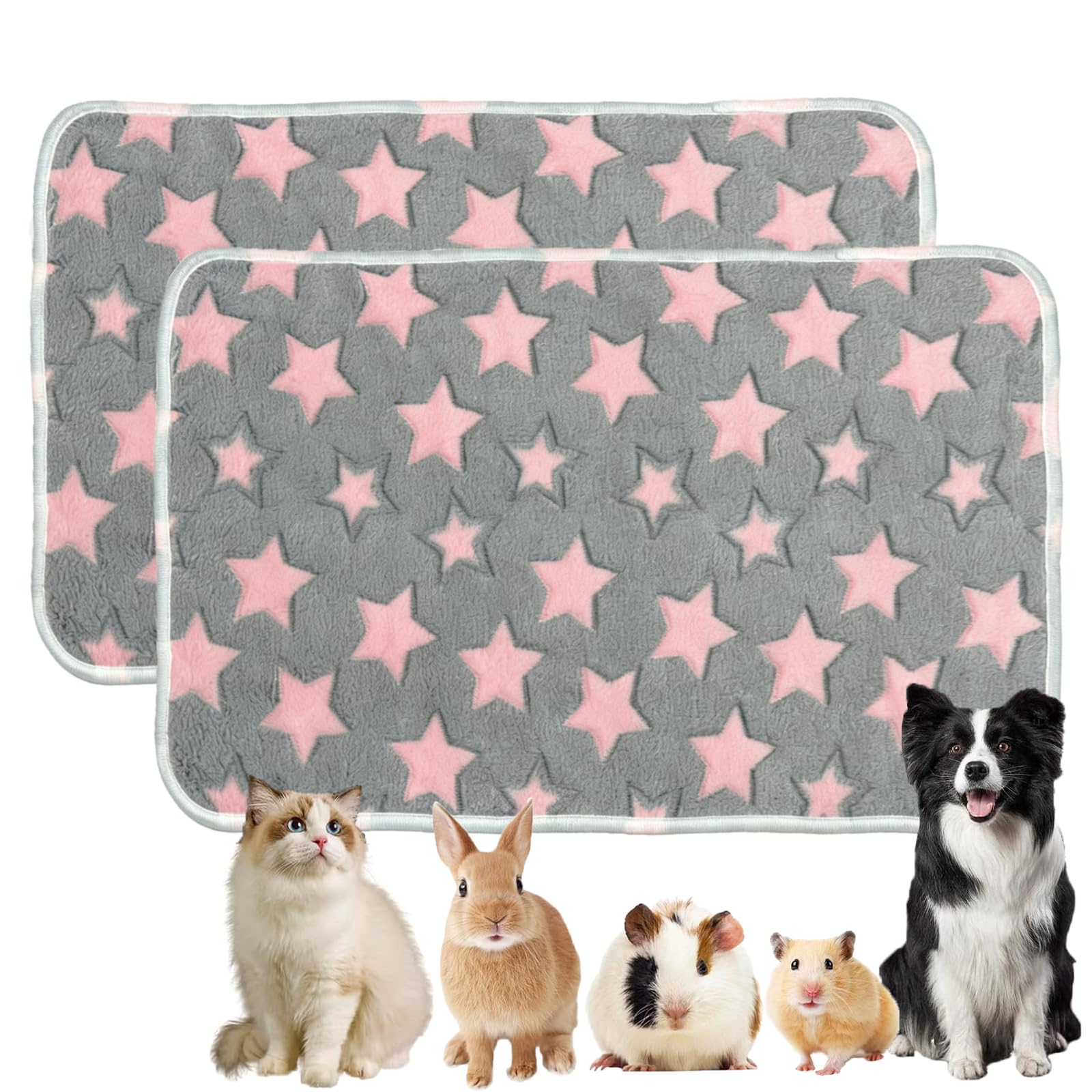 2Piezas Manta para Perros Mascotas, 60 * 40cm Manta para Mascotas de Lana de Coral, Mante Suave Lavable para Gatos, para Sofá y Cama- Rosa Grisáceo