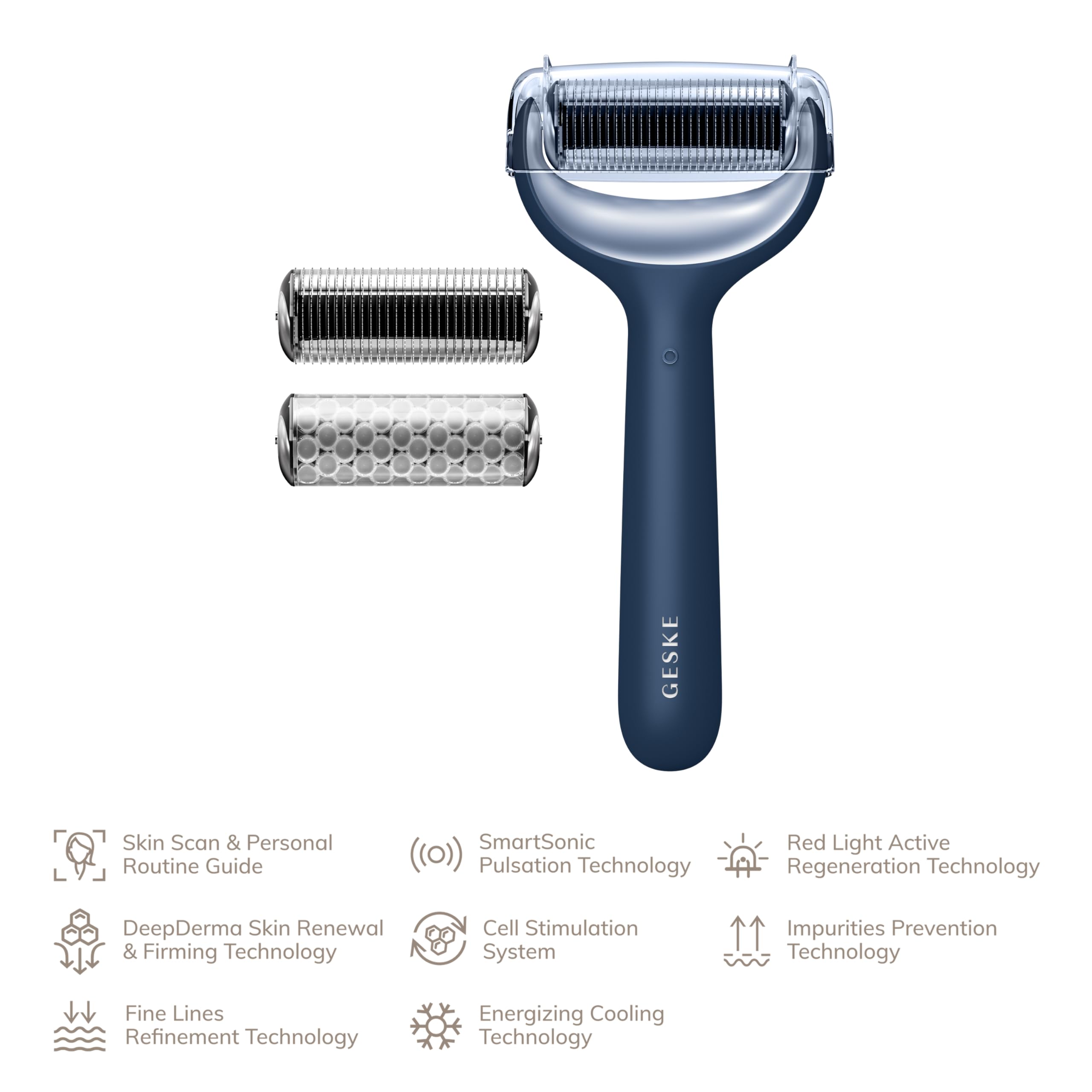 GESKE SmartAppGuided MicroNeedle Face & Body Roller | 8 in 1 | Derma Roller | Electric roller | Microneedling device | Needle roller | Beauty roller for face and body - Image 4