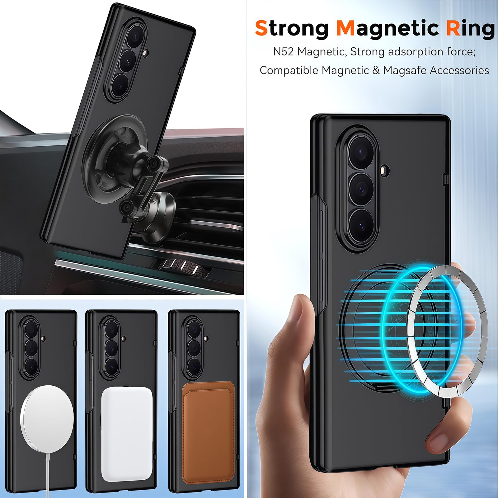 Custodia per Samsung Galaxy Z Fold 8 Ultra con supporto ad anello magnetico, [compatibile] Protezione schermo integrata per la privacy copertura completa cerniera custodia protettiva per