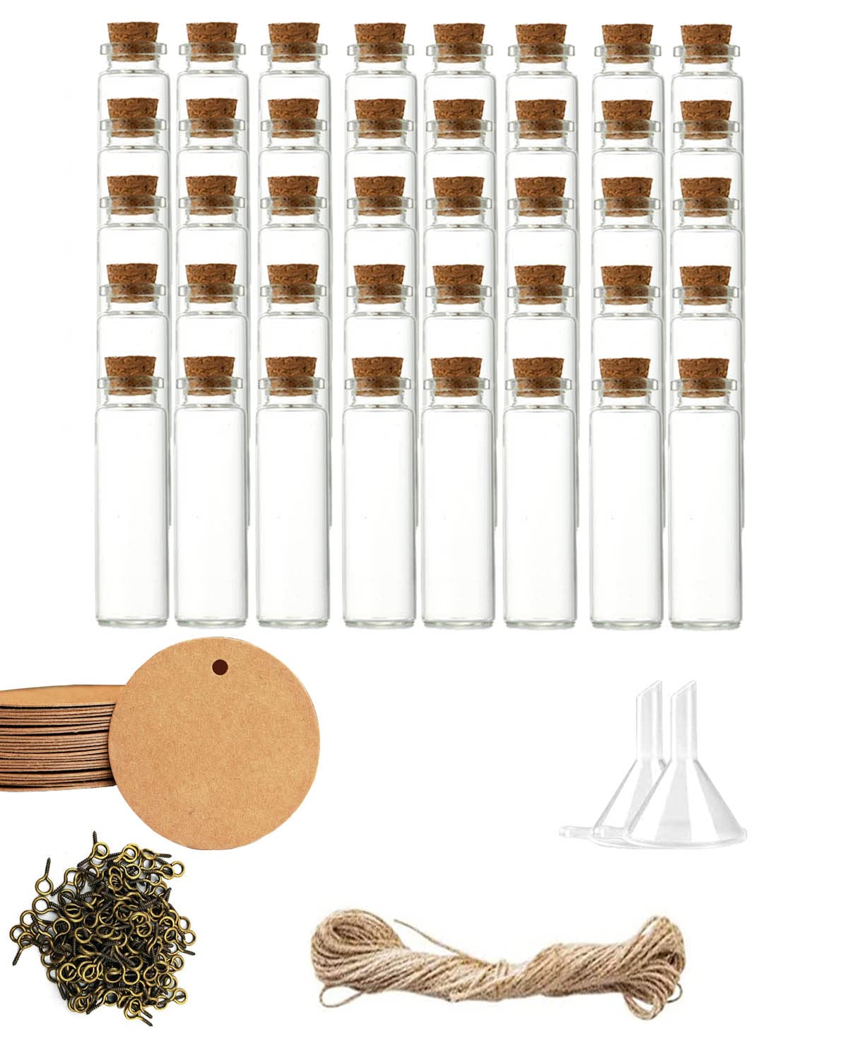 40 Provette Vetro Con Tappo Sughero 10ml - Kit Con Corda, Ganci E Etichette Per Decorazioni - Foto 9