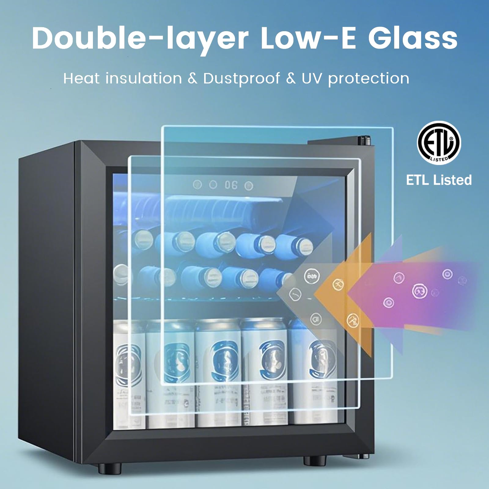 Cowsar Beverage Refrigerator, 50 Cans Wine Cooler, Etl Approved 1.3 Cu.Ft Mini Fridge With Glass Door, Adjustable Shelves, Digital Temperature Freestanding Small Drink Fridge For Soda Beer Or Wine on Fridge.com - View 4