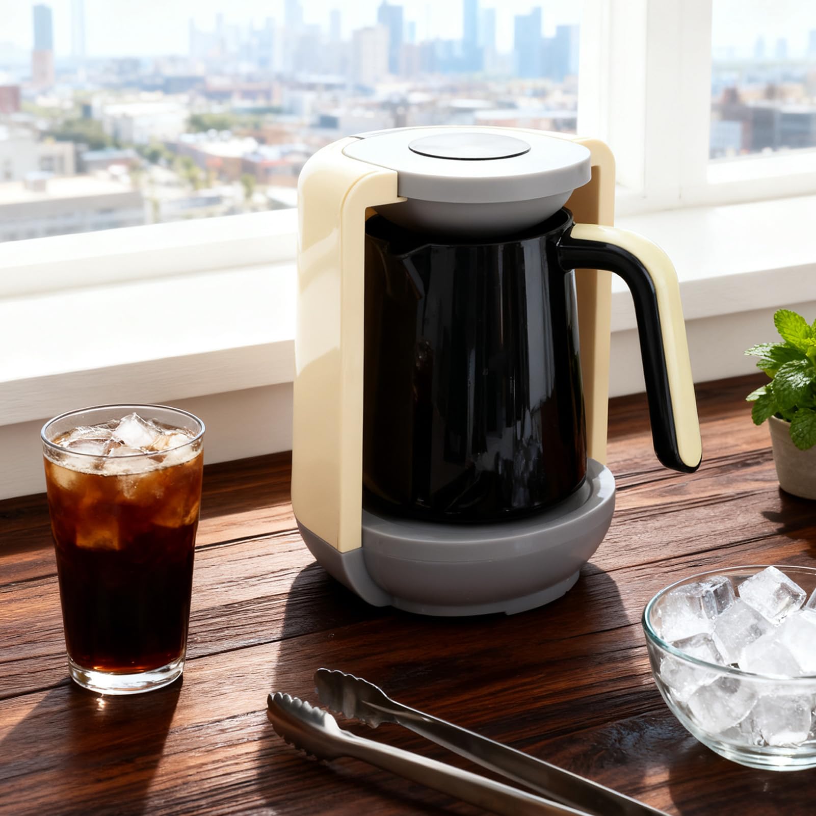 Macchina da caffè turca 400 W, caffettiera elettrica con tazza, per casa, ufficio e viaggi (giallo)