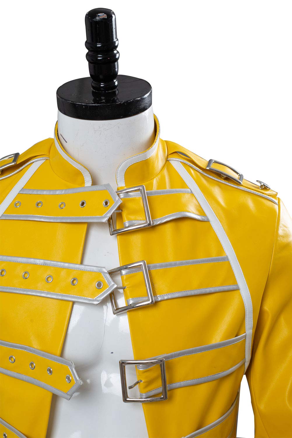 Harrypetter Costume de Cosplay Rock Star pour Homme Bande Rock des Années 80 Steampunk Veste en Cuir pour Concert de Wembley Jaune, M