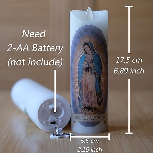 Miniatura 9 de NONNO & ZGF Vela sin llama con mecha móvil Dios Jesús, cera real, velas religiosas de devoción de oración, funciona con pilas con función de