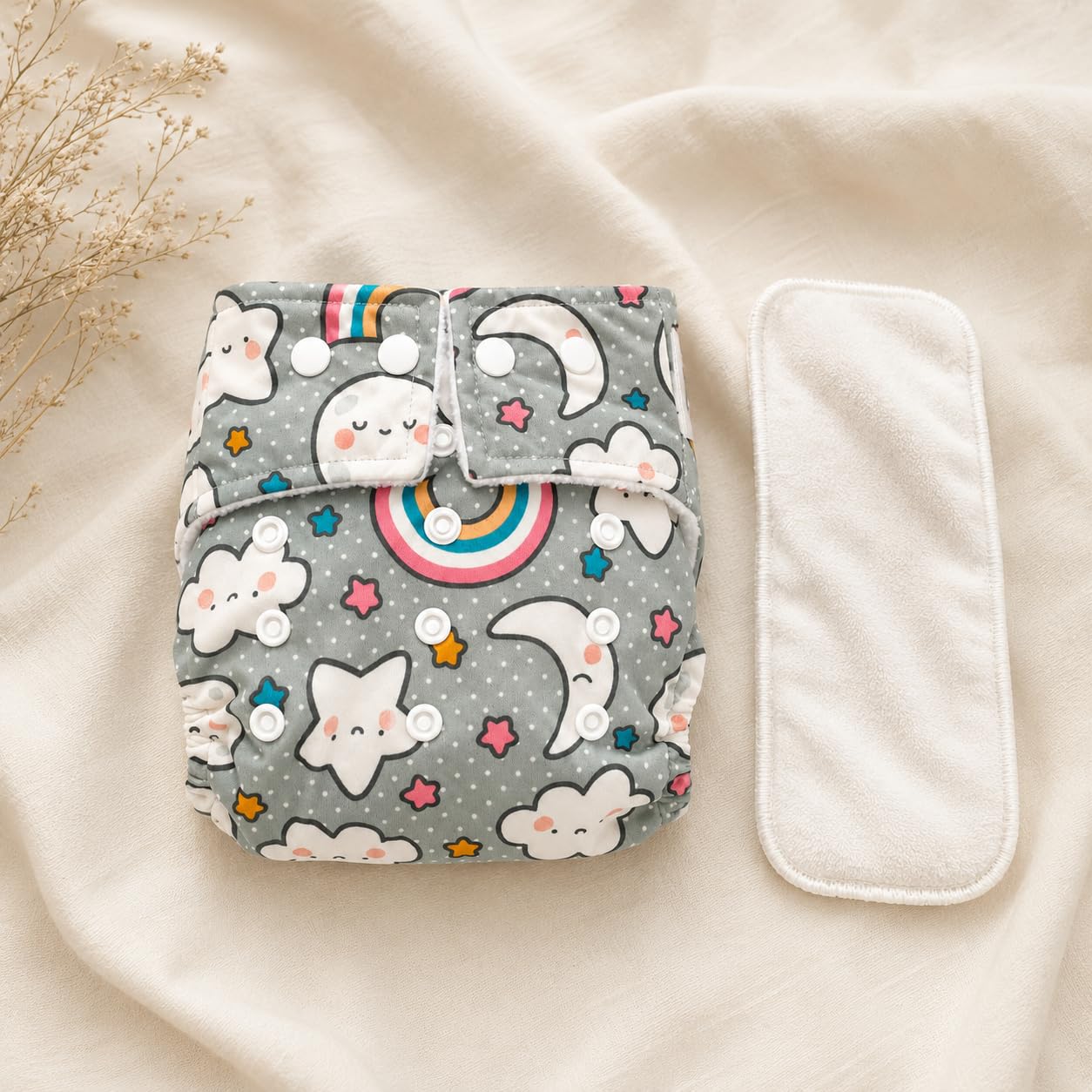 Reusable Cloth Diapers for Babies, Pack of 1, Free Size | Washable Pocket Diaper, Adjustable Snap Buttons, Leak-Proof, Soft & Reusable, 3 Months-2 Years, 3-15 kg, 1 Shells + 1 Inserts-image-10