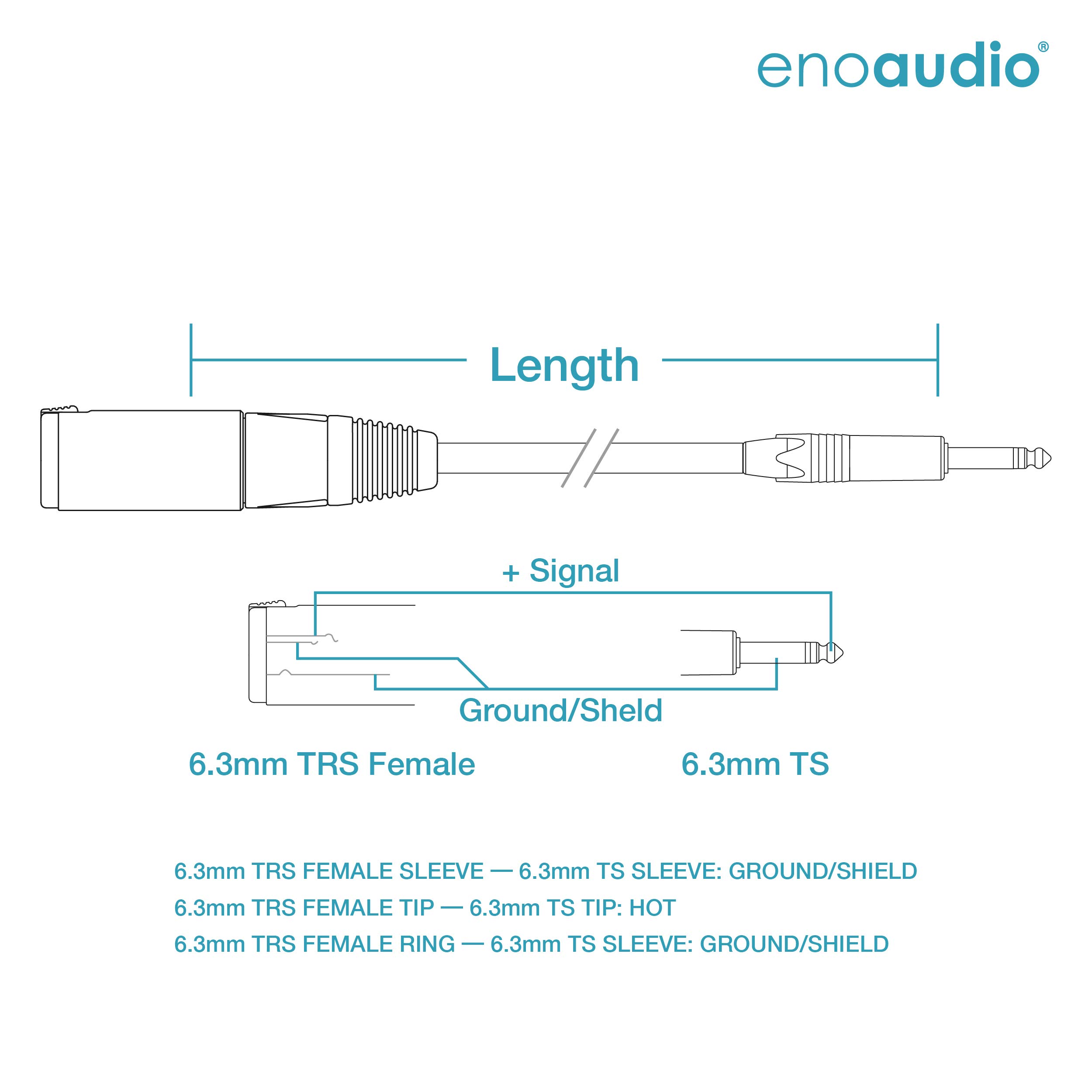 enoaudio Mogami 2534 Quad Verlängerung Kabel Unsymmetrische | Neutrik Gold 6,3mm TS klinke - 6,3mm Buchse | HiFi, 0,5 m