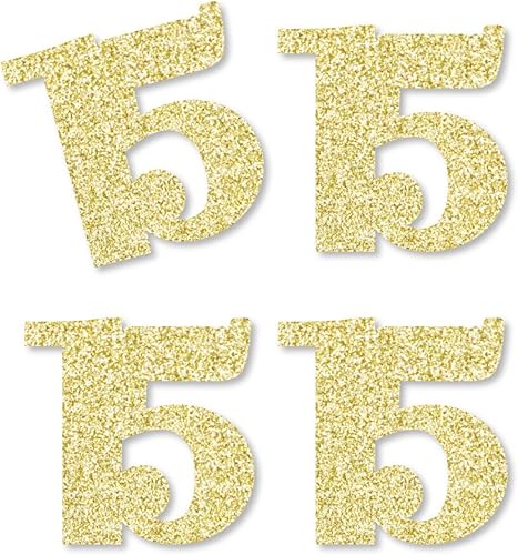 Miniatura 1 de Big Dot of Happiness Gold Glitter 15 - Números recortados con purpurina dorada real sin ensuciar - Confeti de fiesta de cumpleaños 15 - Juego de 24