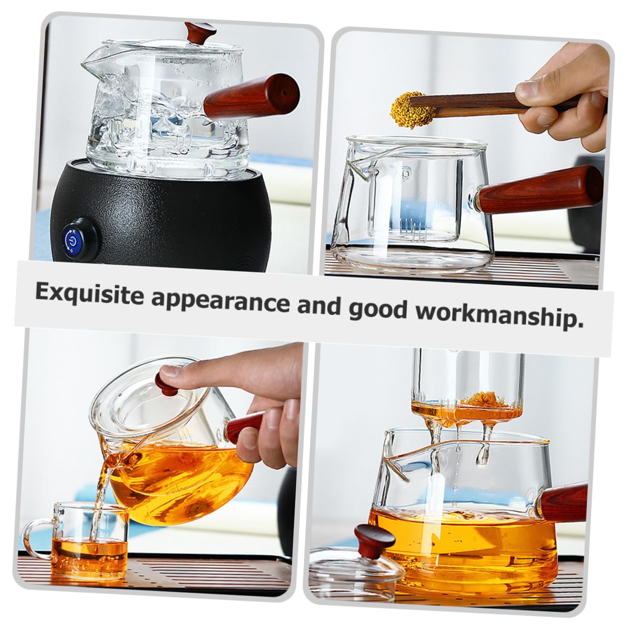 Teiera di Vetro da 500ml Infusore, Design Staccabile | Facile da Pulire, Comoda per Versare Tè, per Tisane Cinesi e Tè Kung Fu, Vetro Trasparente