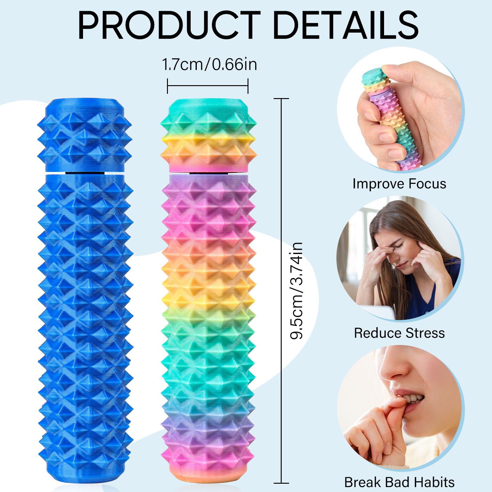 Little Ouchies Spiky Pain Fidget Toys 2-częściowy zestaw zabawek dla dorosłych, obracające się zabawki sensoryczne, ADHD, do redukcji stresu i skupienia, dyskretny gadżet antylękowy