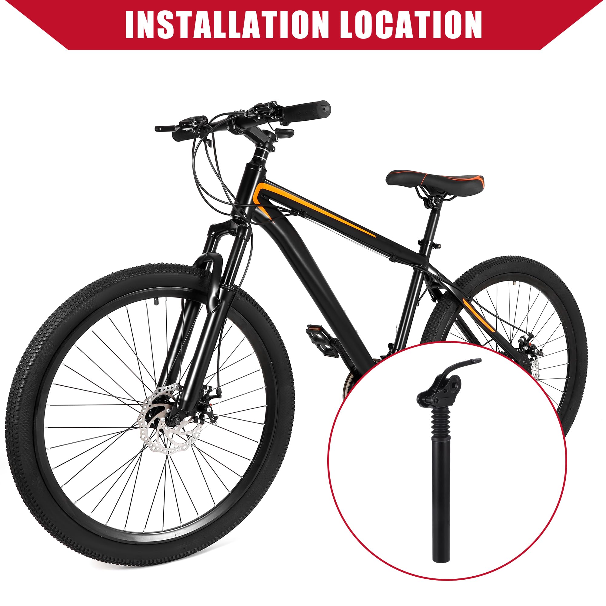 Hihaha Bicycle Seat Post / Inner Adjustable Bike Seat for MTB Mountain Bike / Durable Aluminum Alloy Iron 30.4x300mm / 1Pcs Black