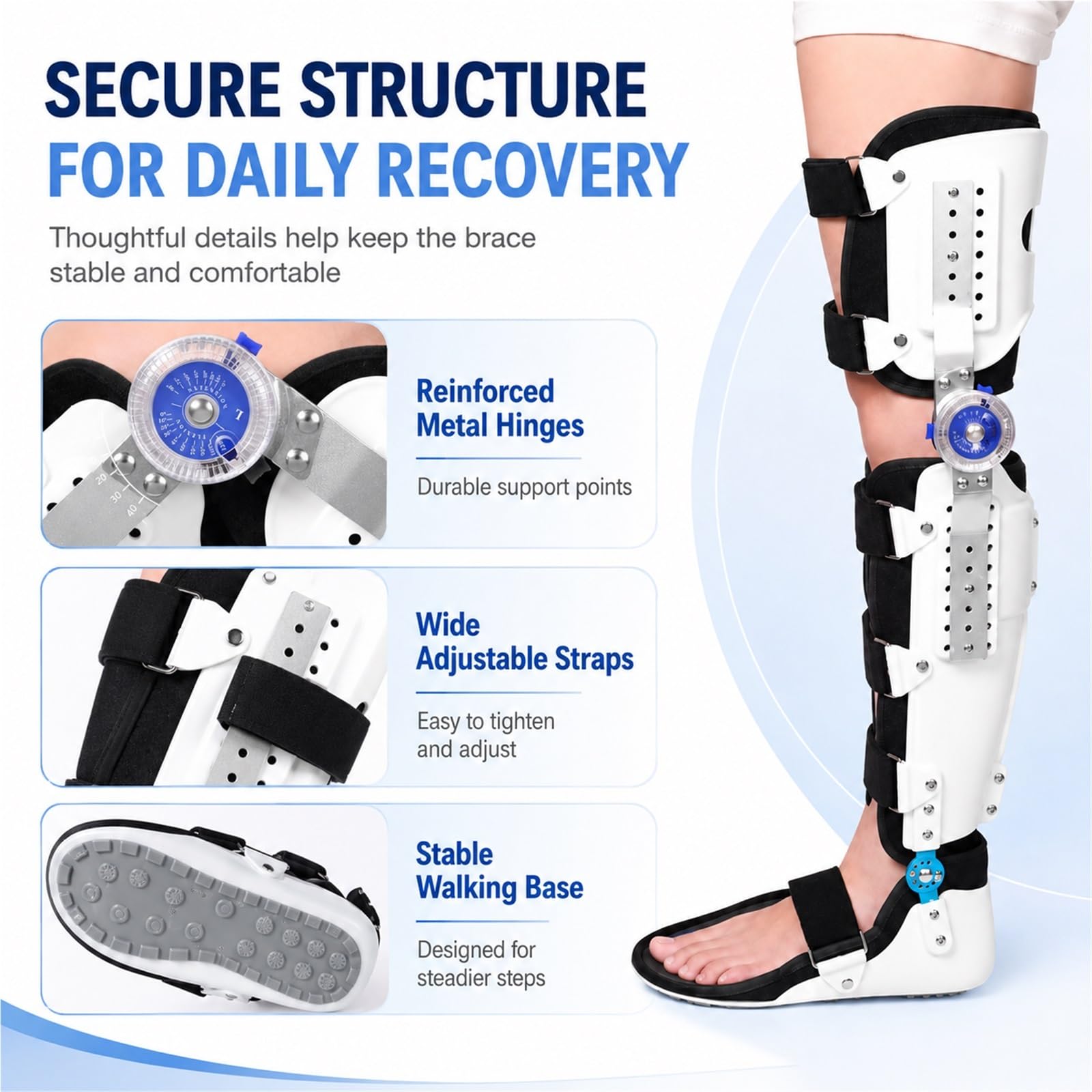 Tutore Ginocchio Post Operatorio Immobilizzatore Regolabile Supporto Stabilizzatore per Legamenti LCA Menisco e Riabilitazione Ortopedica Professionale Unisex(Giusto)