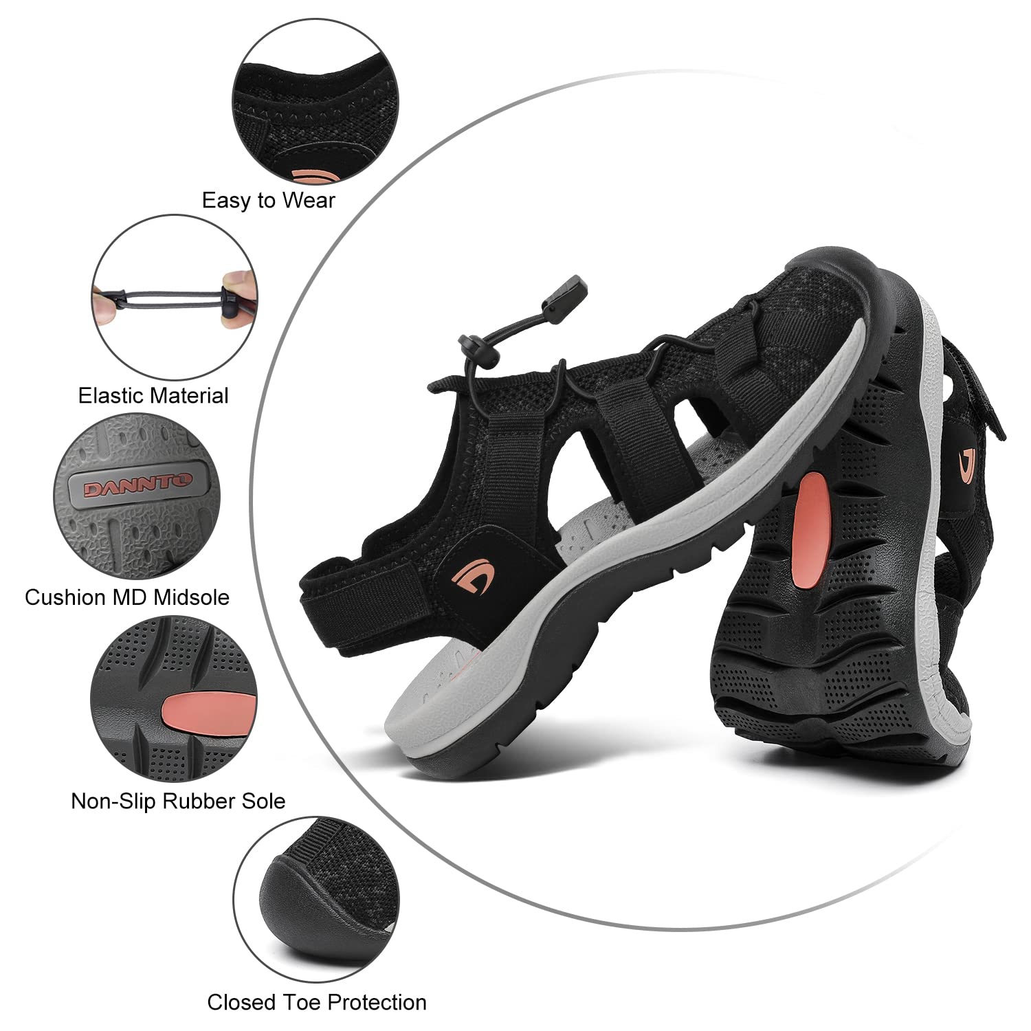 Dannto Sandali Sportivi Estivi Donna Traspirante All'aperto Antiscivolo Escursionismo Sandali da Trekking Passeggiata Arrampicata