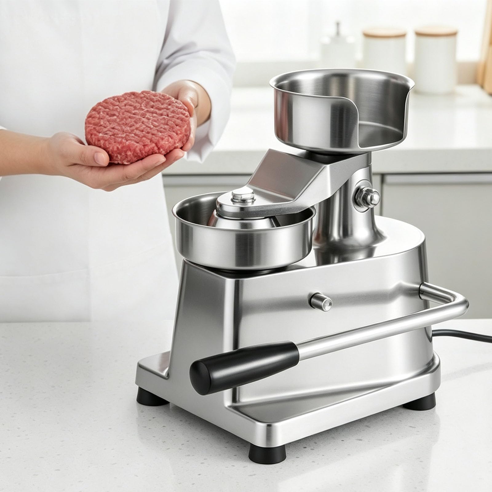 Prensa para Hamburguesas, Prensa Manual De Acero Inoxidable con Mango, Moldeado por Presión A-Time, Fácil De Limpiar, para El Hogar Y Restaurantes, para Hacer Hamburguesas De 5 Pulgadas.