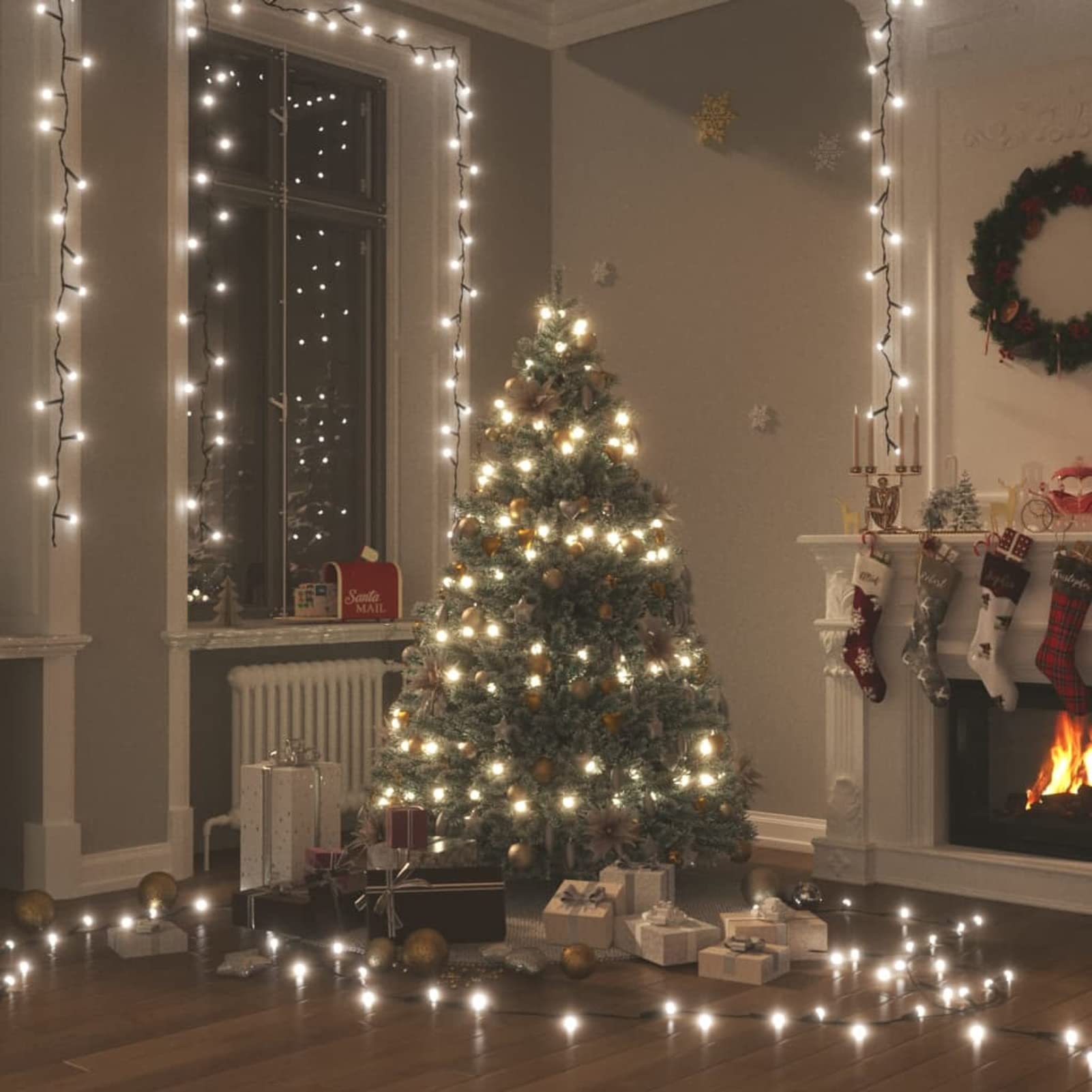 LAPOOH LED String with 150 LEDs Cold White 15 m PVC,String Lights,Fairy Lights for Indoor Outdoor,Waterproof Outside Garden Lights(SPU:343199)