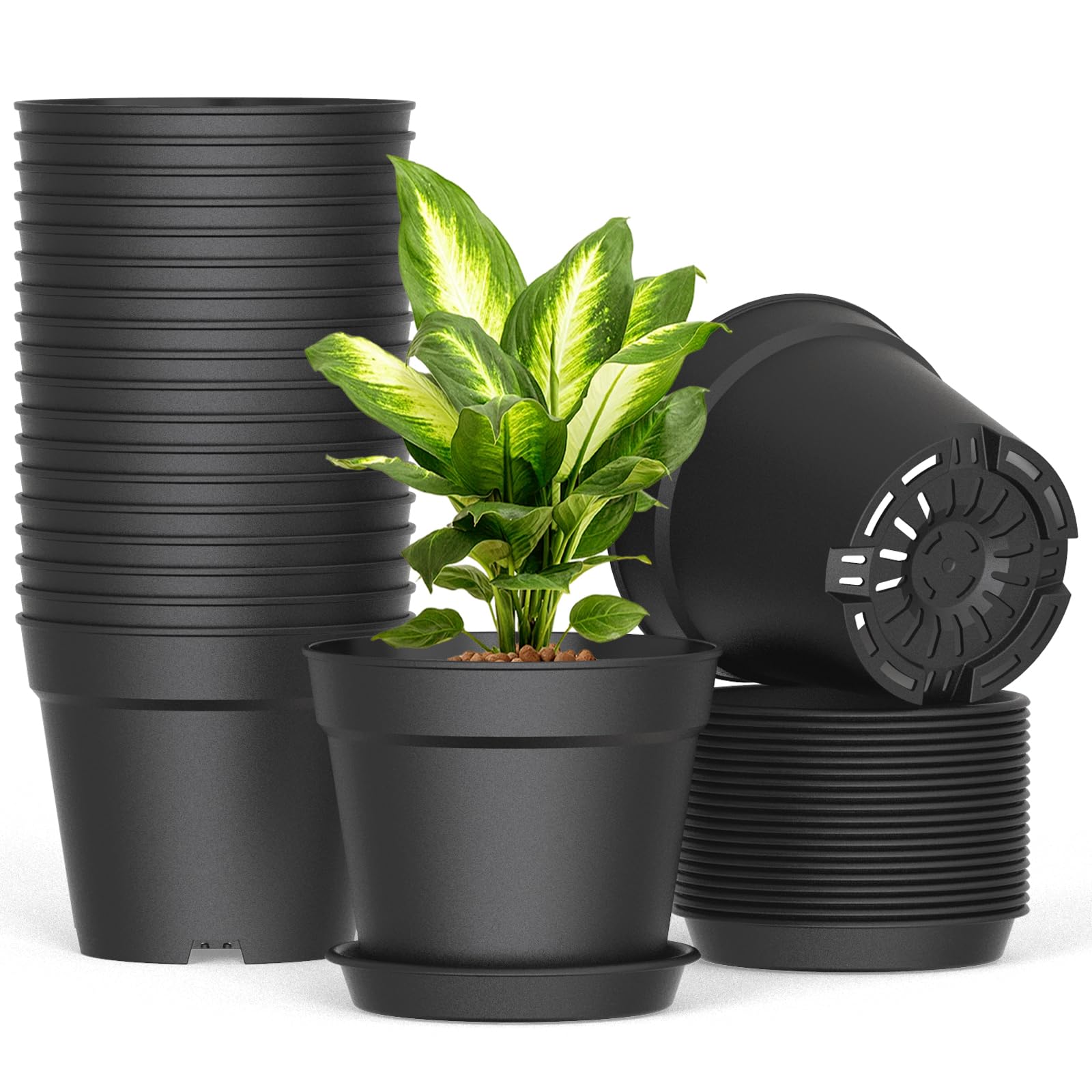 SwinDuck 20-Pack Plant Pots with Saucers