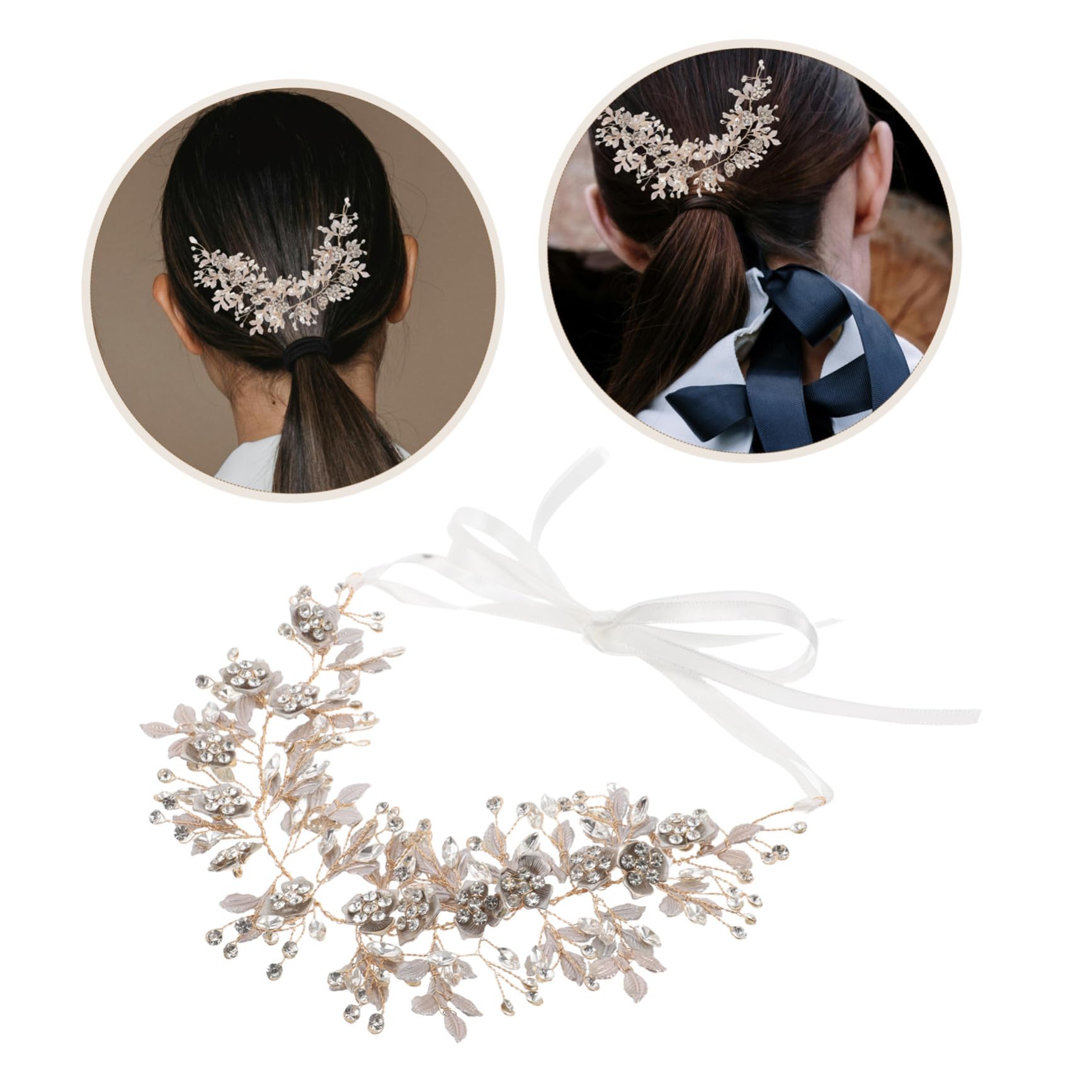 Fascia Capelli Sposa Decorazione Floreale in Lega Luminosa Pettine Robusto per Acconciature Raccolte per Sposa e Damigelle