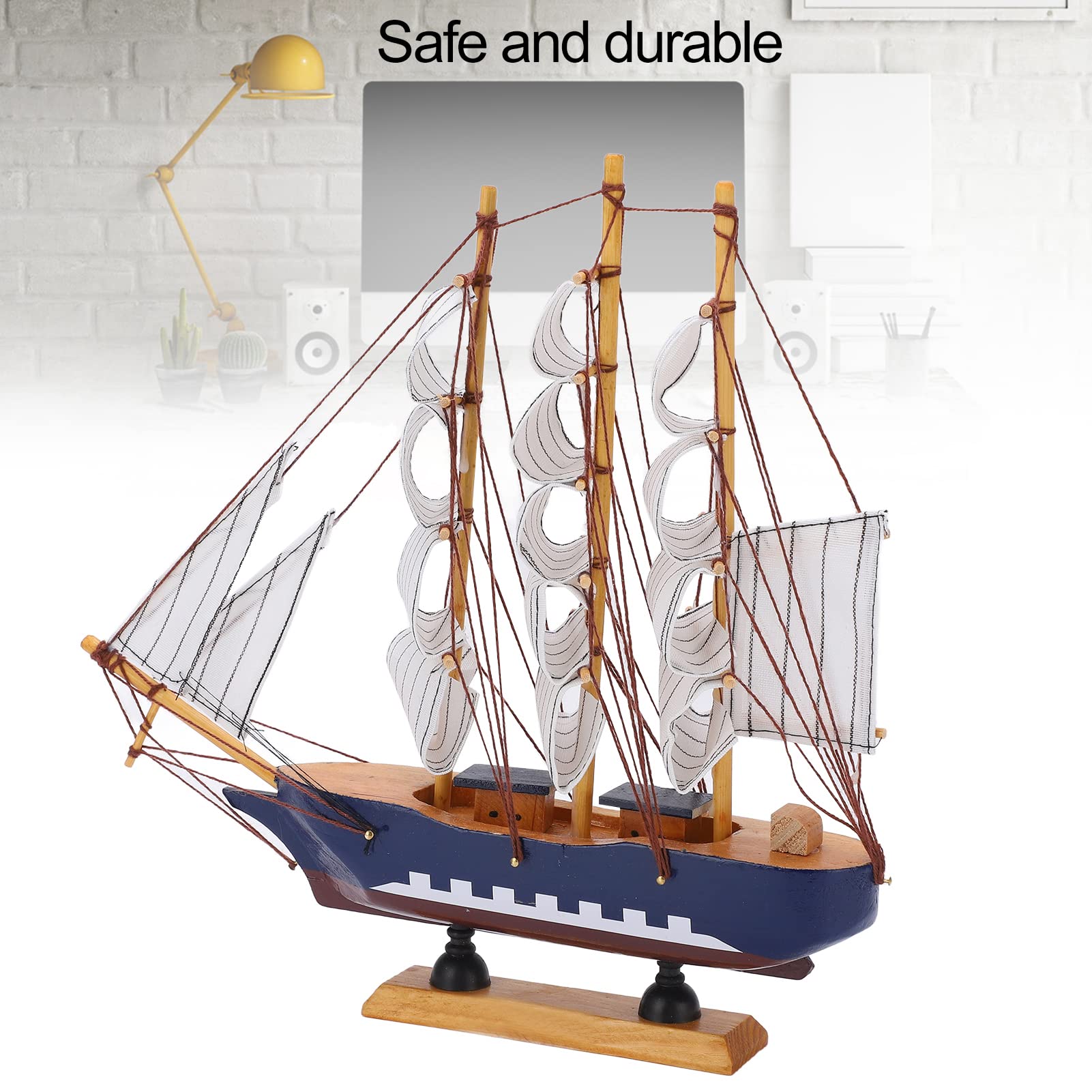 Modèle de bateau à voile de style méditerranéen de haute densité en pin naturel durable aux couleurs vives ornements, cadeaux pour femmes, hommes, adultes et amis