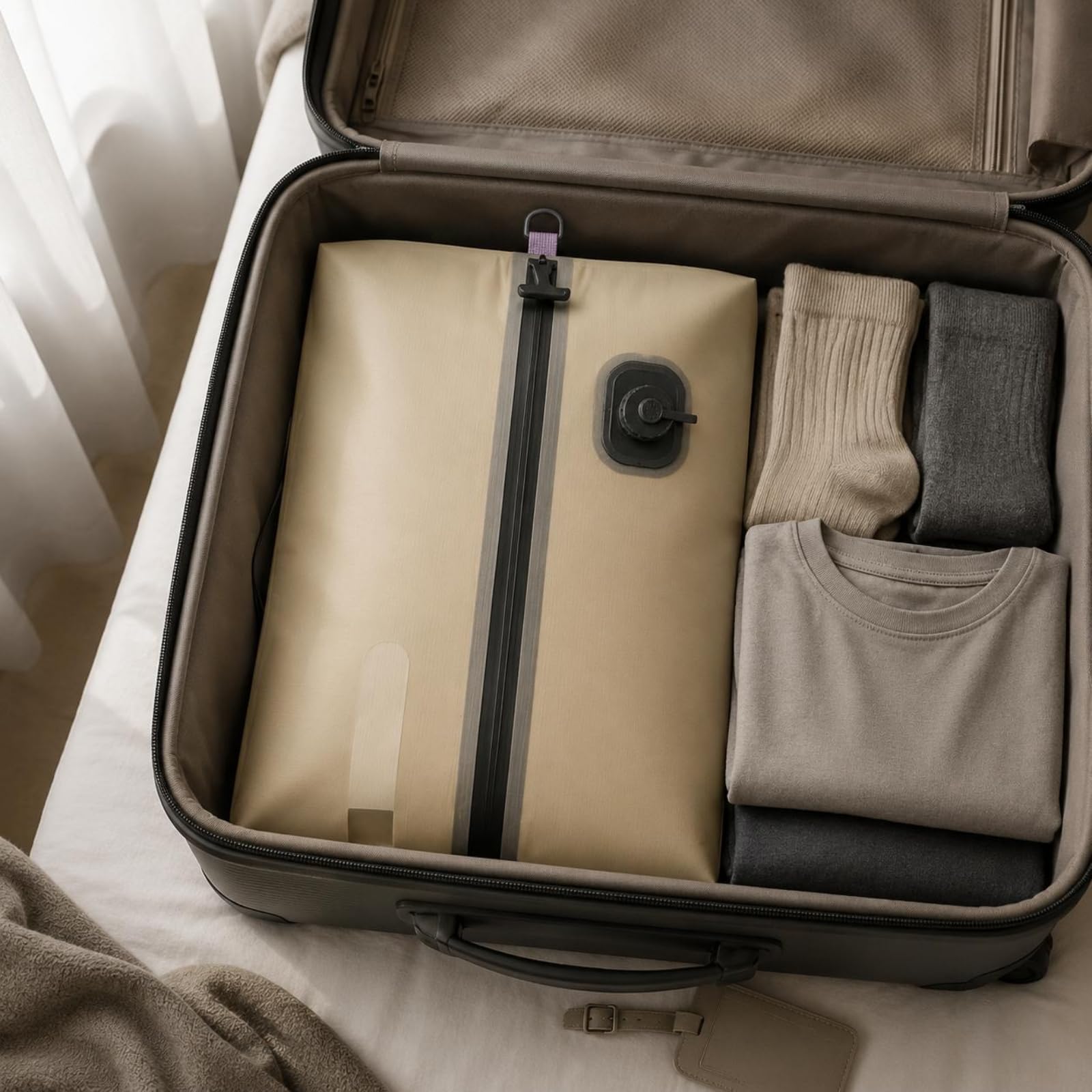 Travel Compression Pouch Sacco Sottovuoto da Viaggio Busta Compressione Elettrica Borsa Salvaspazio Organizzatore Asciugamani in TPU Resistente