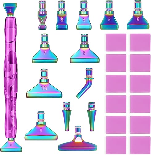 ZYNERY Kit de 30 bolígrafos de pintura de diamante, 13 puntas de acero inoxidable para accesorios de pintura de diamantes con 12 arcilla, bolígrafos