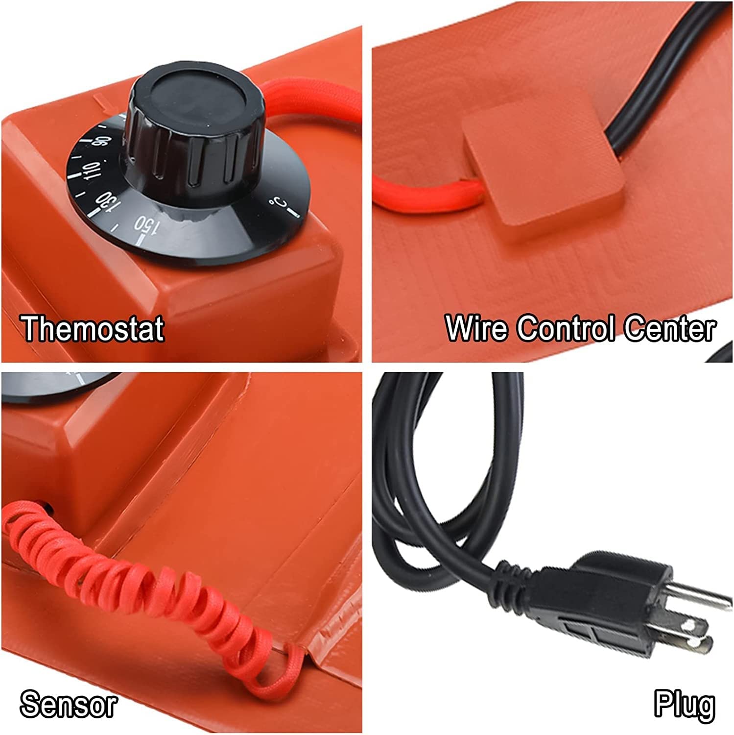 Chauffe-fût en métal Chauffe-seau à tambour Bande chauffante pour réservoir de stockage de gaz liquide avec thermostat réglable de 30 à 150 ℃, chauffe-seau robuste (couleur : bouton avec thermostat,