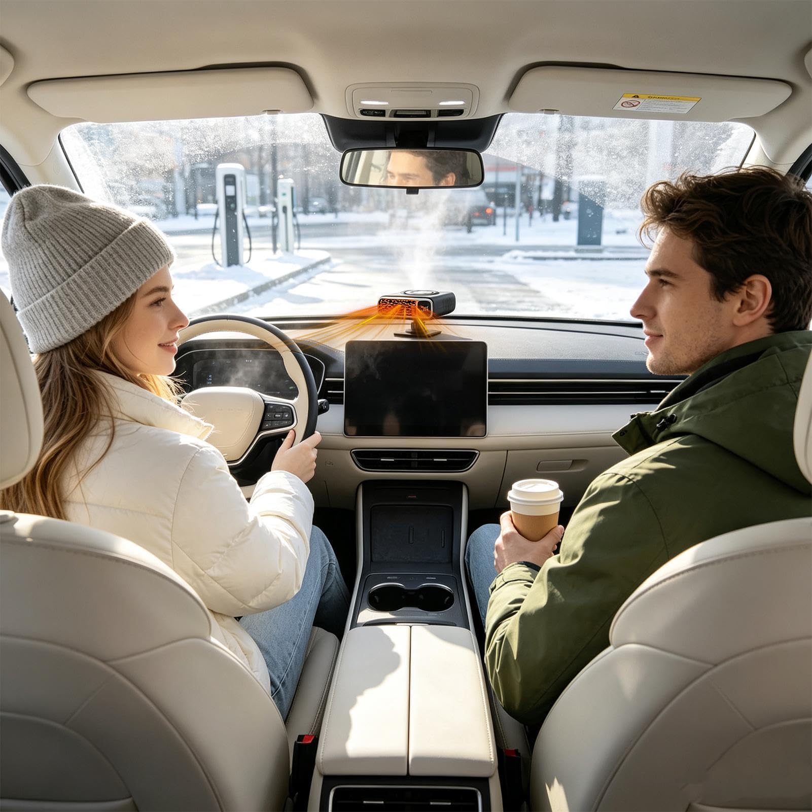 Auto-Entfroster-Heizung 360° drehbarer Lüfter-Entfroster | Auto Defroster Heizgerät Elektrisch Geeignet für LKW, Taxi, Limousine, Wohnmobil, kalte Morgen, Pendeln, Roadtrip, für den