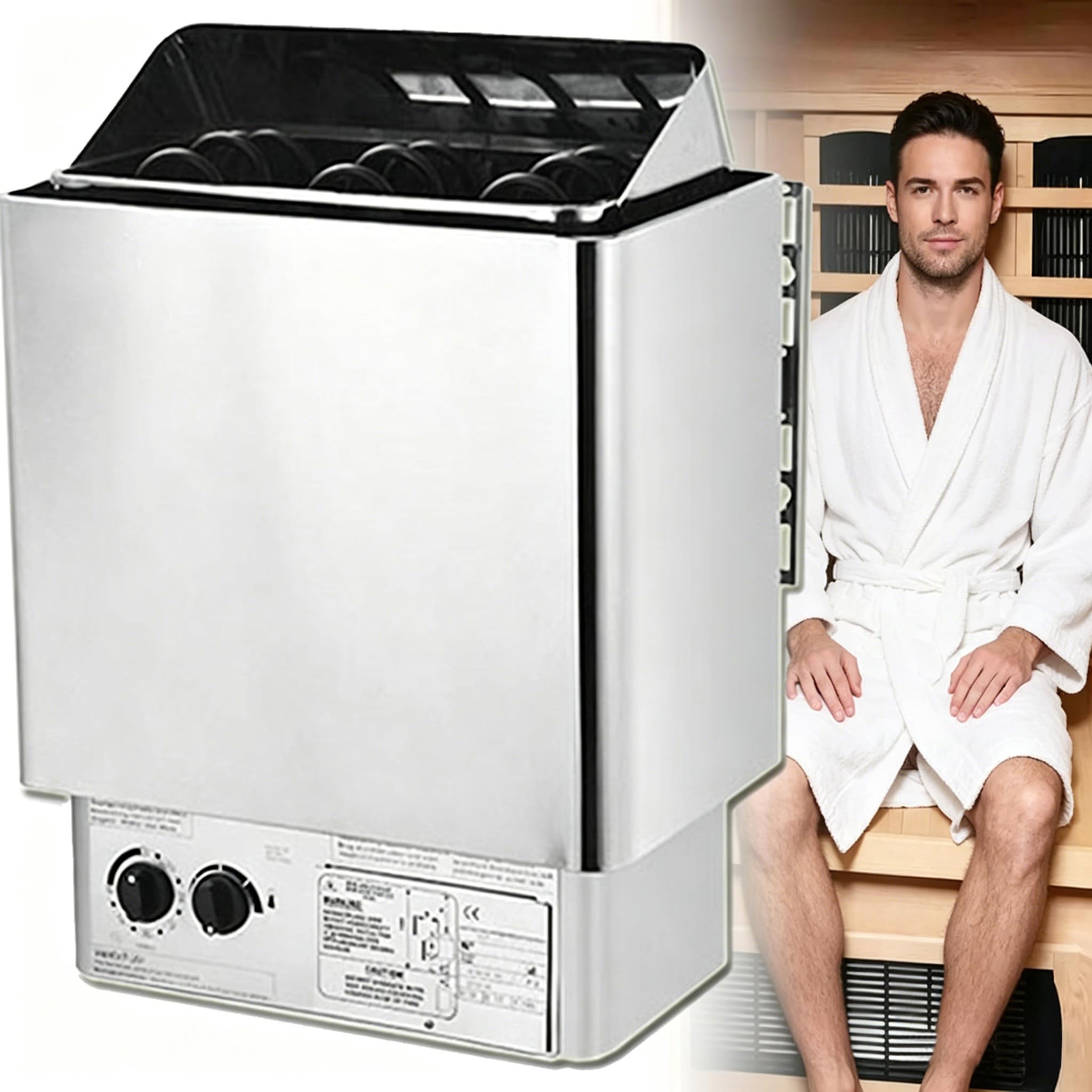 Dfdieratve Wall-Mounted Sauna Heater, 3-9kW for Home & Spa Use 4.5KW