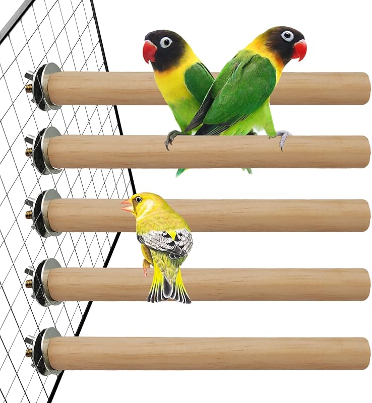 Poleiro para Aves de Madeira Natural Hamiledyi para Gaiola 5 Unidades