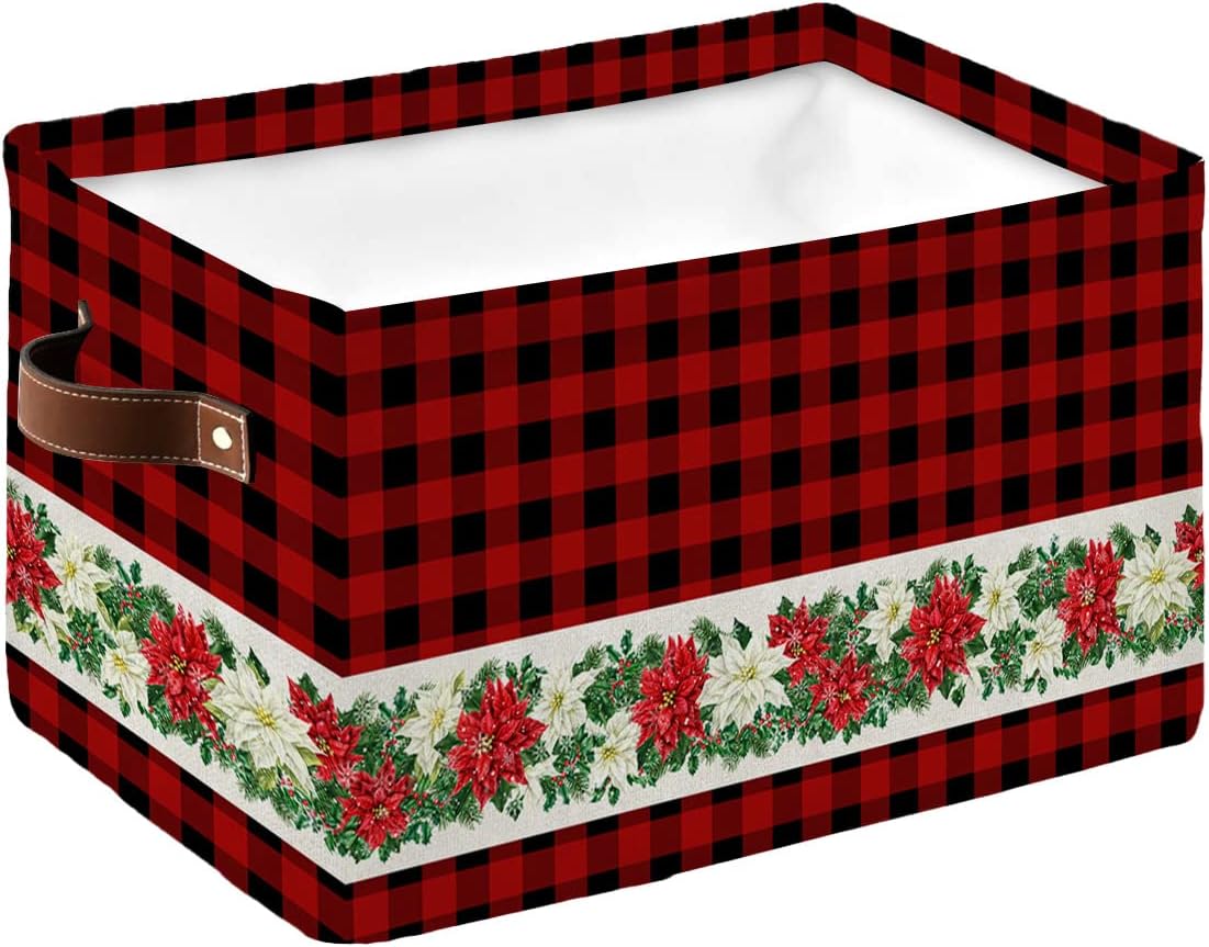 Storage Bins Clothes Organizer Merry Christmas Poinsettia