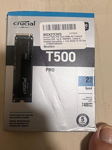 Crucial T500 1TB Gen4 NVMe M.2 Internal Gaming SSD, Up to 7300MB/s
