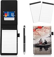Vista 10 de Juego de 4 soportes para bloc de notas de tamaño de bolsillo, de piel sintética, mini bloc de notas con 2 bloc de notas pequeños y lápiz capacitivo