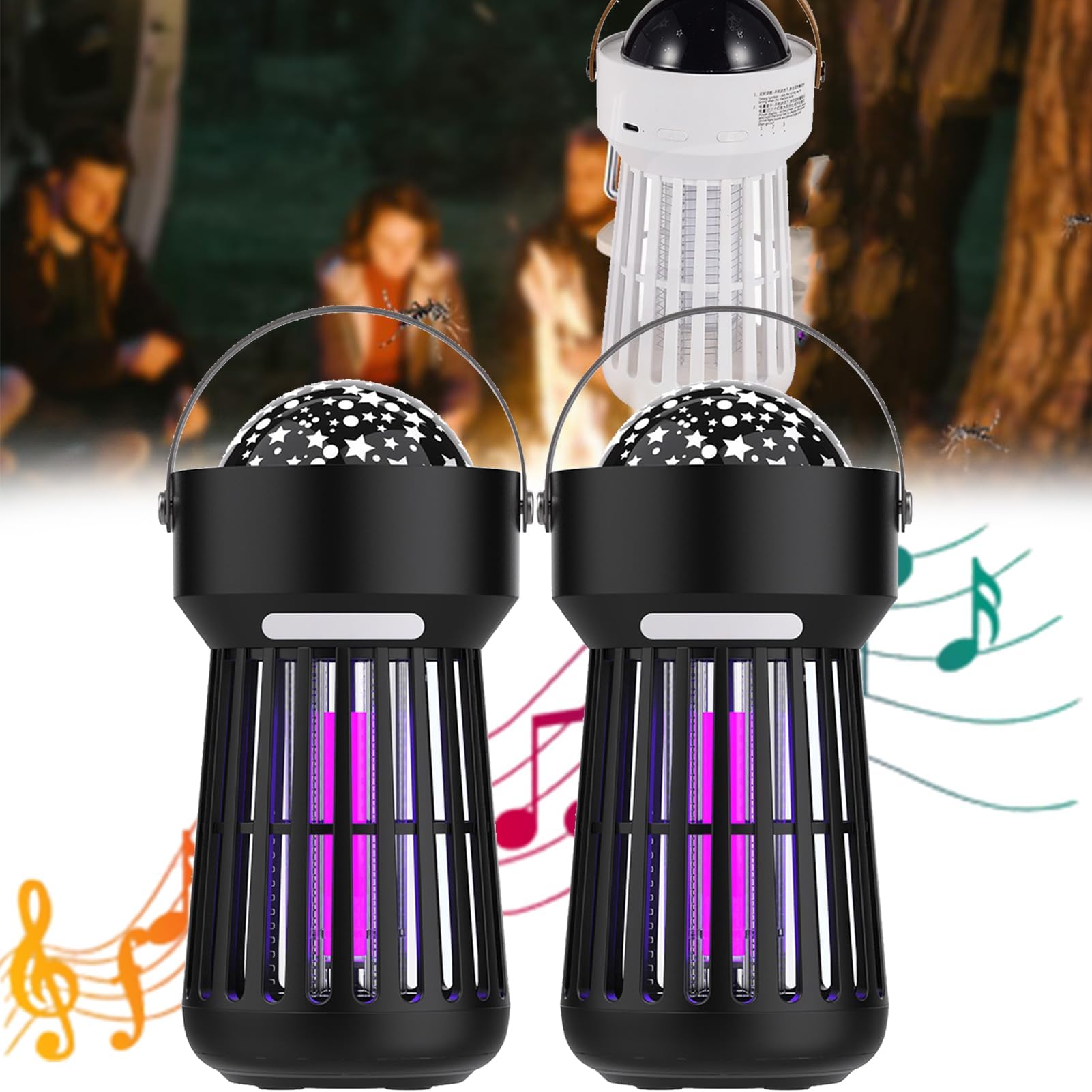 Buzz Buster - Buzz Buster Mosquito, Buzz Buster Mosquito Zapper 360° Guardian, Mozz Guard, Buzzbuster Mosquito Killer with LED Light & Projector, for Outdoor and Indoor (2Pcs Black)