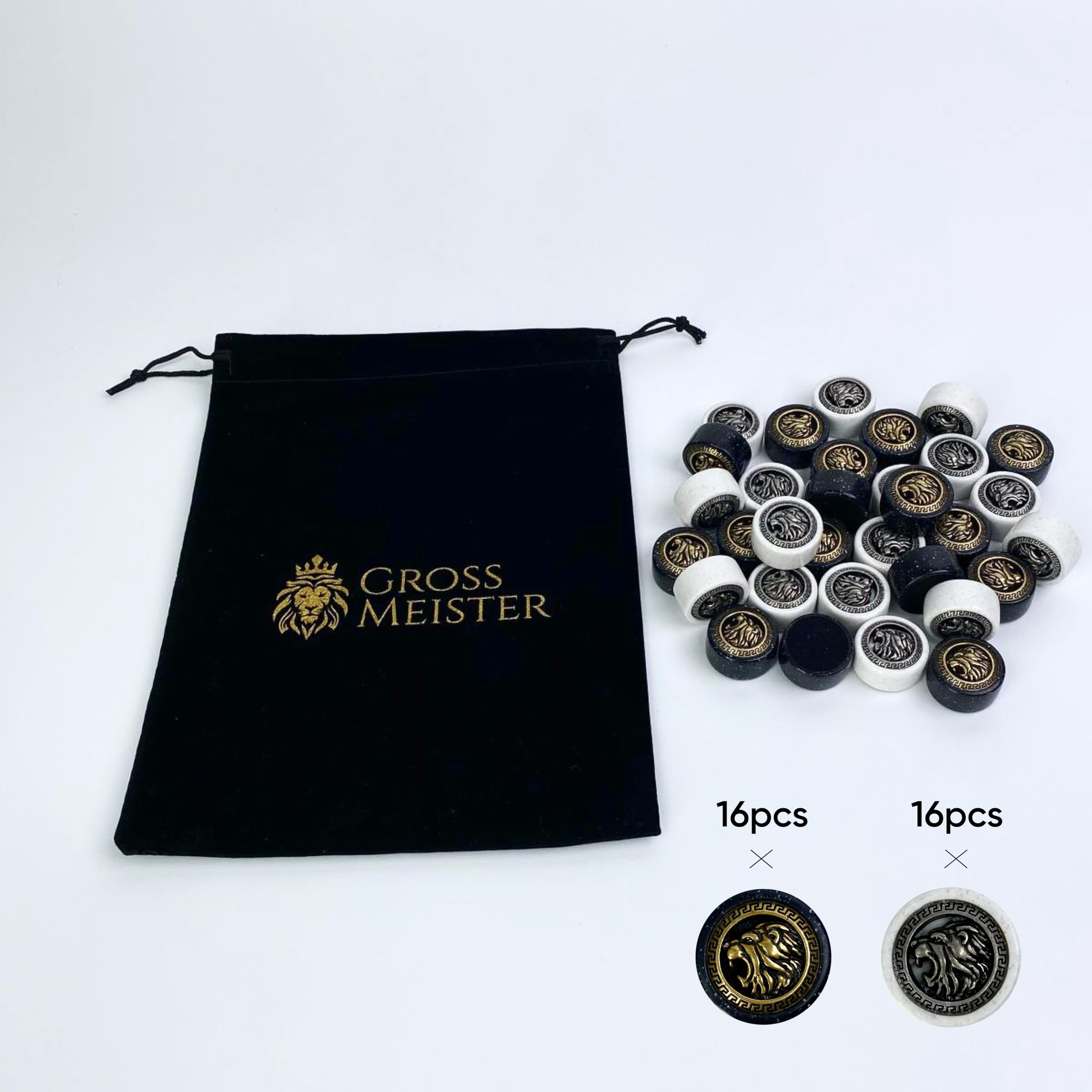 Giochi di alta qualità per backgammon, 30 pietre da gioco in acrilico fatte a mano con base in feltro e nucleo in metallo, set di ricambio per giochi da tavolo, design elegante in bianco