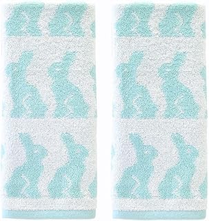 SKL Home Easter Bunny Hand Towel 2pc Set for Bath/Kitchen/Bar & Gift, Aqua - Buy now
