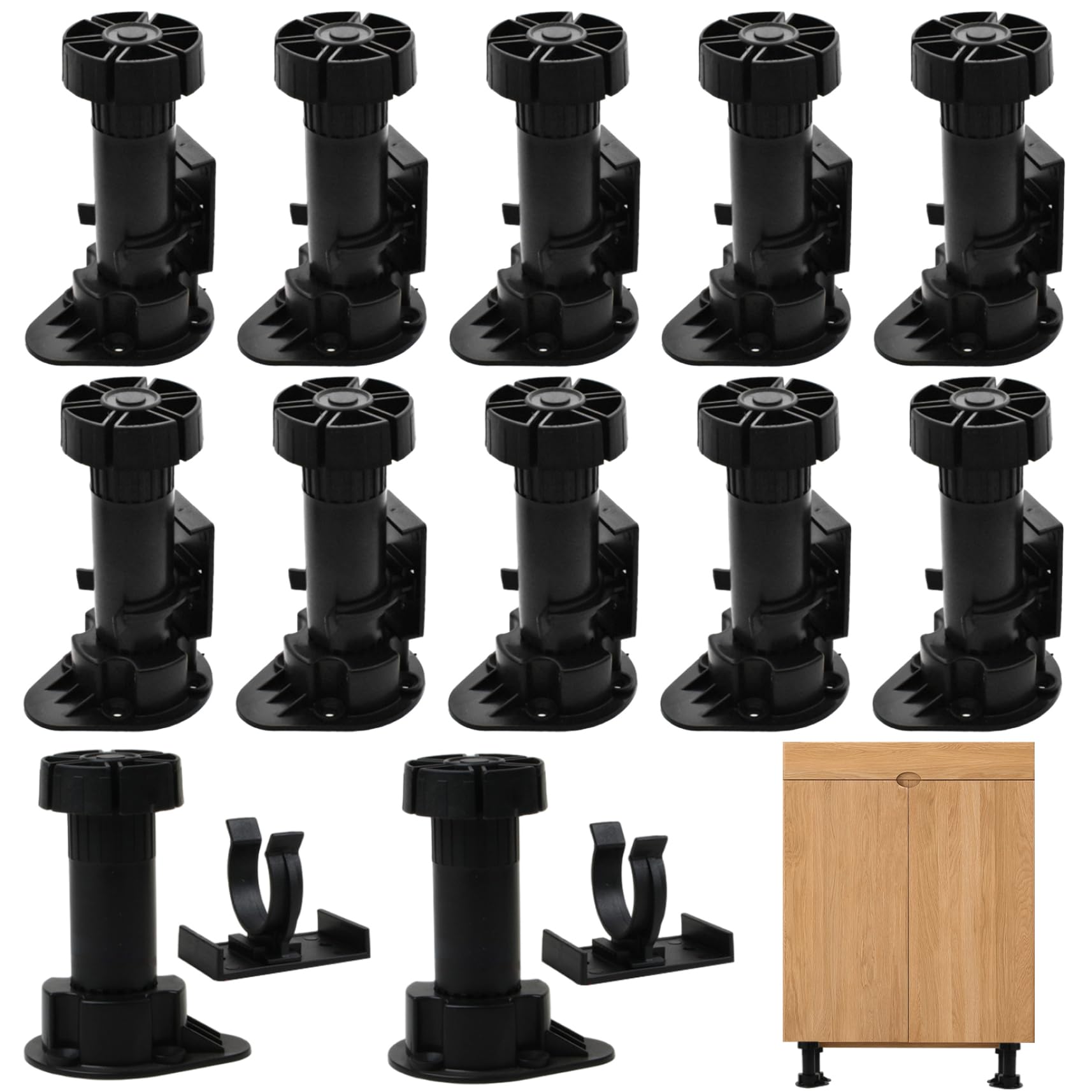Adjustable Cabinet Legs 12Pcs Plastic Cabinet Levelers 95-145mm Adjustable Furniture Legs for Sofa Couch Chair Furniture Levele