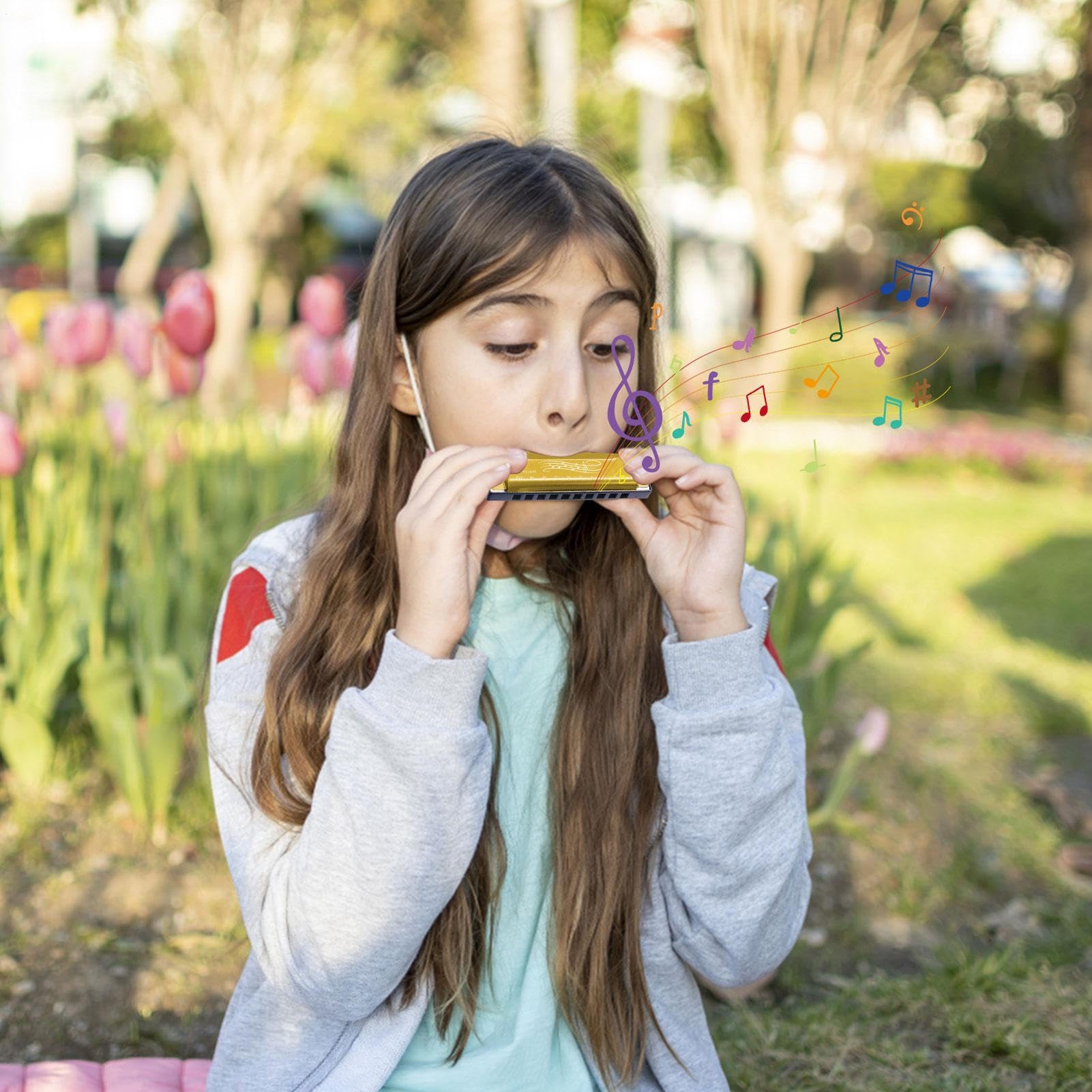 Armonica per bambini | Arpa per armonica a bocca - Strumento musicale a 10 | buche e 20 toni per bambini, adulti, principianti, professionisti, insegnamento della infanzia