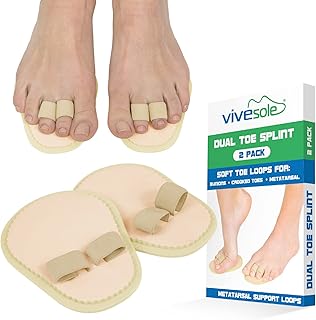 Budin Splint Toe Straightener (Pair) - Hammer Toe Corrector for Women, Men - Crooked Toe, Joint Realign Cushion Brace for Claw, Curled - Metatarsal Support Loop Guard Alignment Corrector Wrap