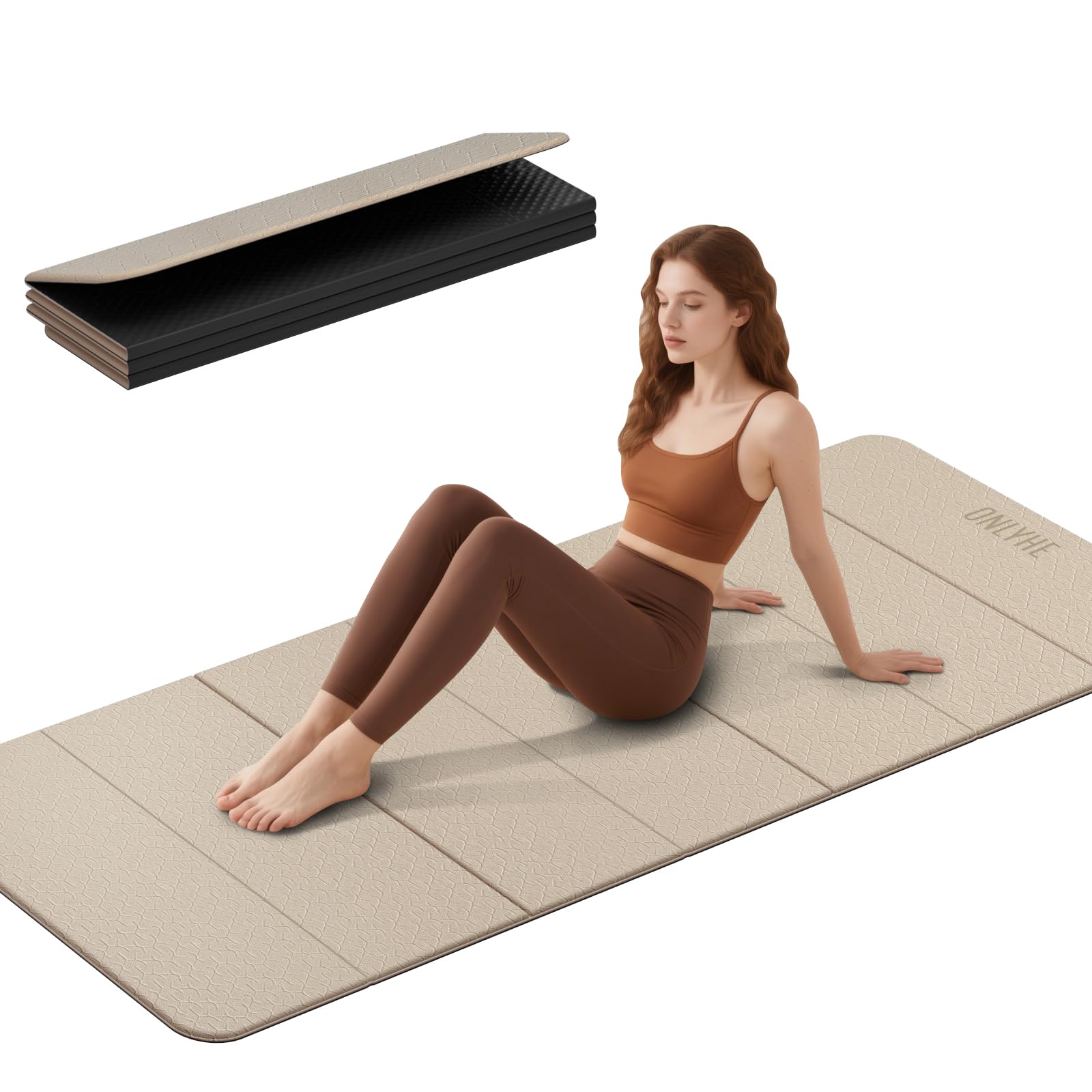 Foldable Yoga Mat 75x31 5x0 24 - Extra Large Lightweight TPE Exercise Mat Double Non-Slip for Pilates Home