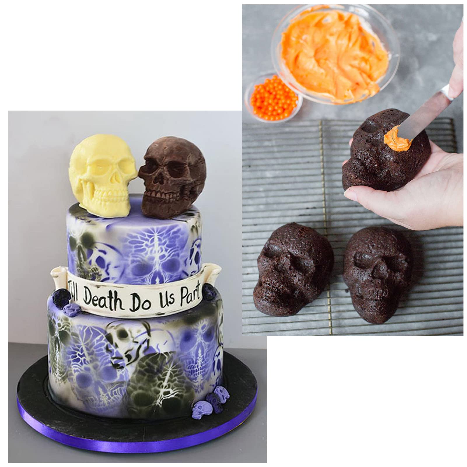 9cm 3D Totenkopf Silikonform Für Kuchendekoration Schokolade