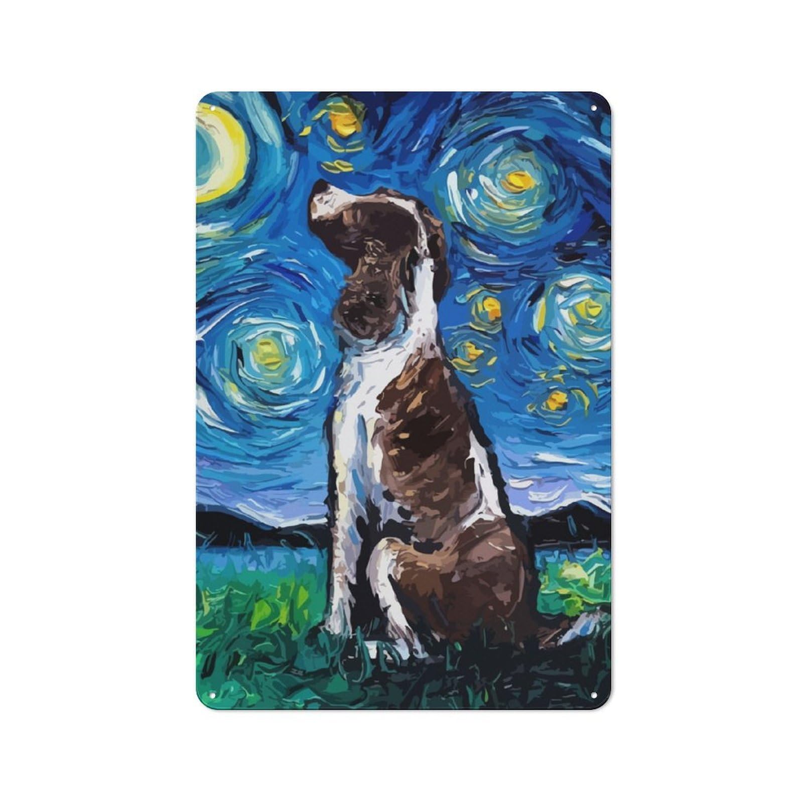 Classic Dog Starry Night Metal Wall Sign 30x20cm, Pub Wall Decor for Diner, Restaurant, Shed Or Kitchen